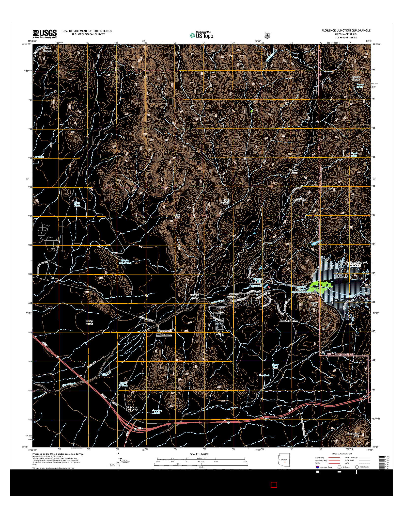 USGS US TOPO 7.5-MINUTE MAP FOR FLORENCE JUNCTION, AZ 2014