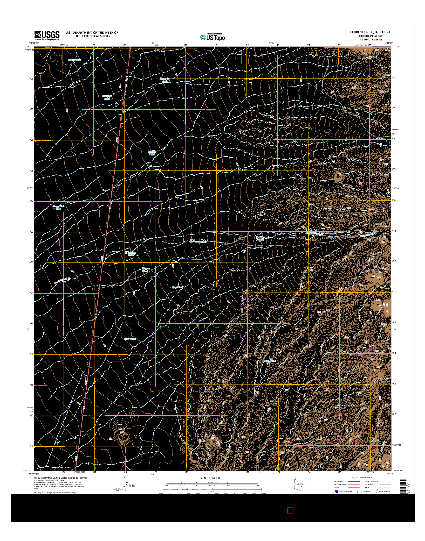 USGS US TOPO 7.5-MINUTE MAP FOR FLORENCE NE, AZ 2014
