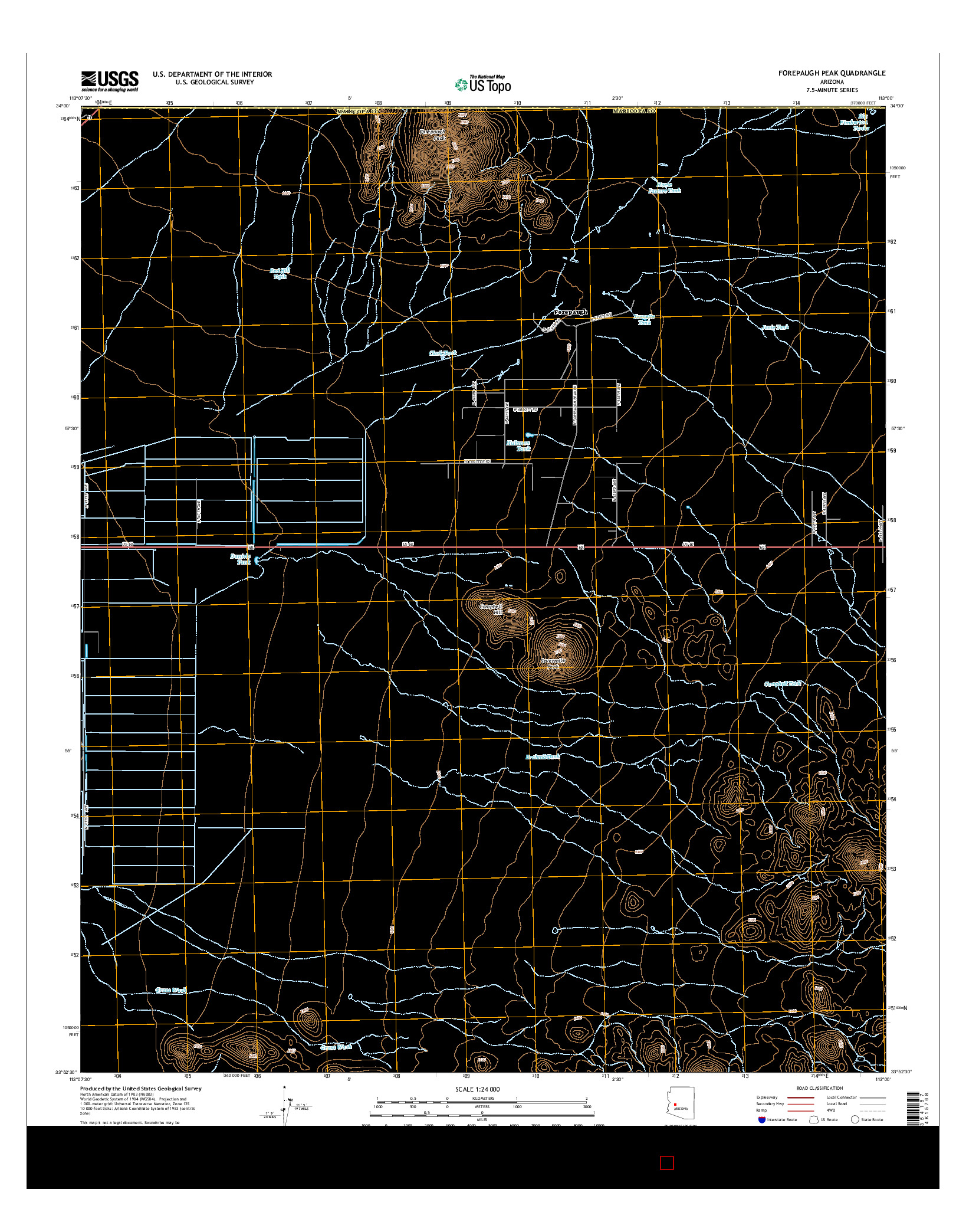 USGS US TOPO 7.5-MINUTE MAP FOR FOREPAUGH PEAK, AZ 2014