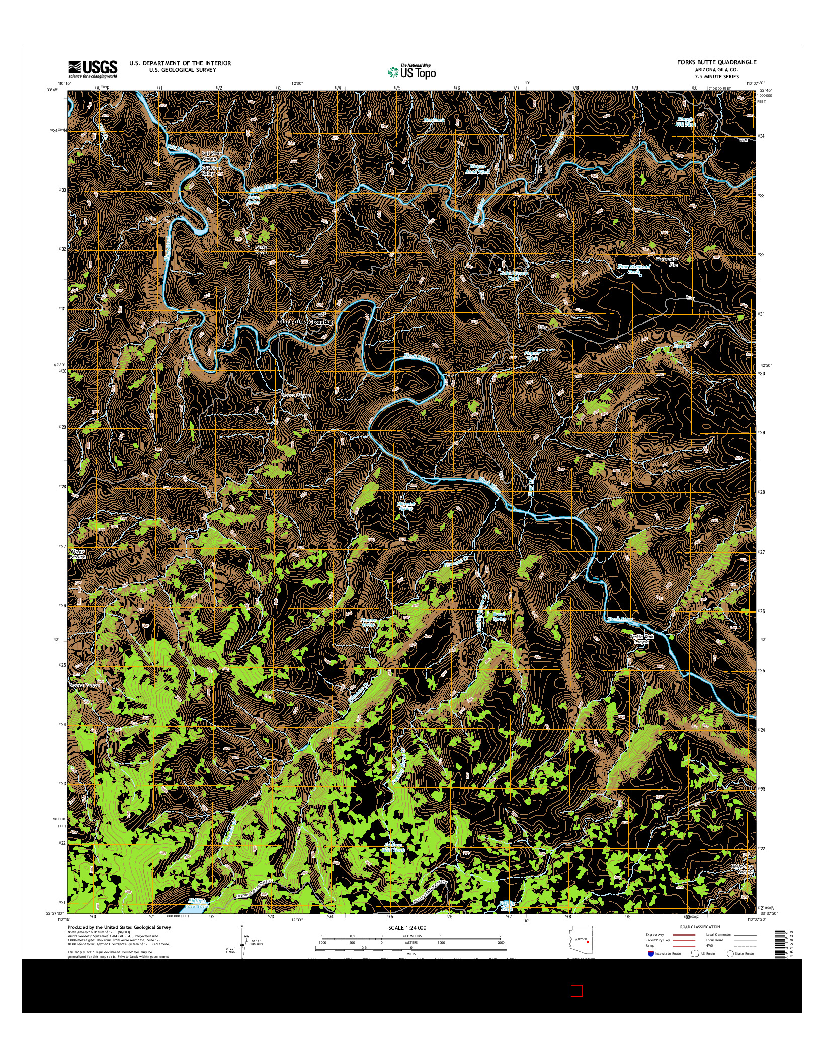 USGS US TOPO 7.5-MINUTE MAP FOR FORKS BUTTE, AZ 2014