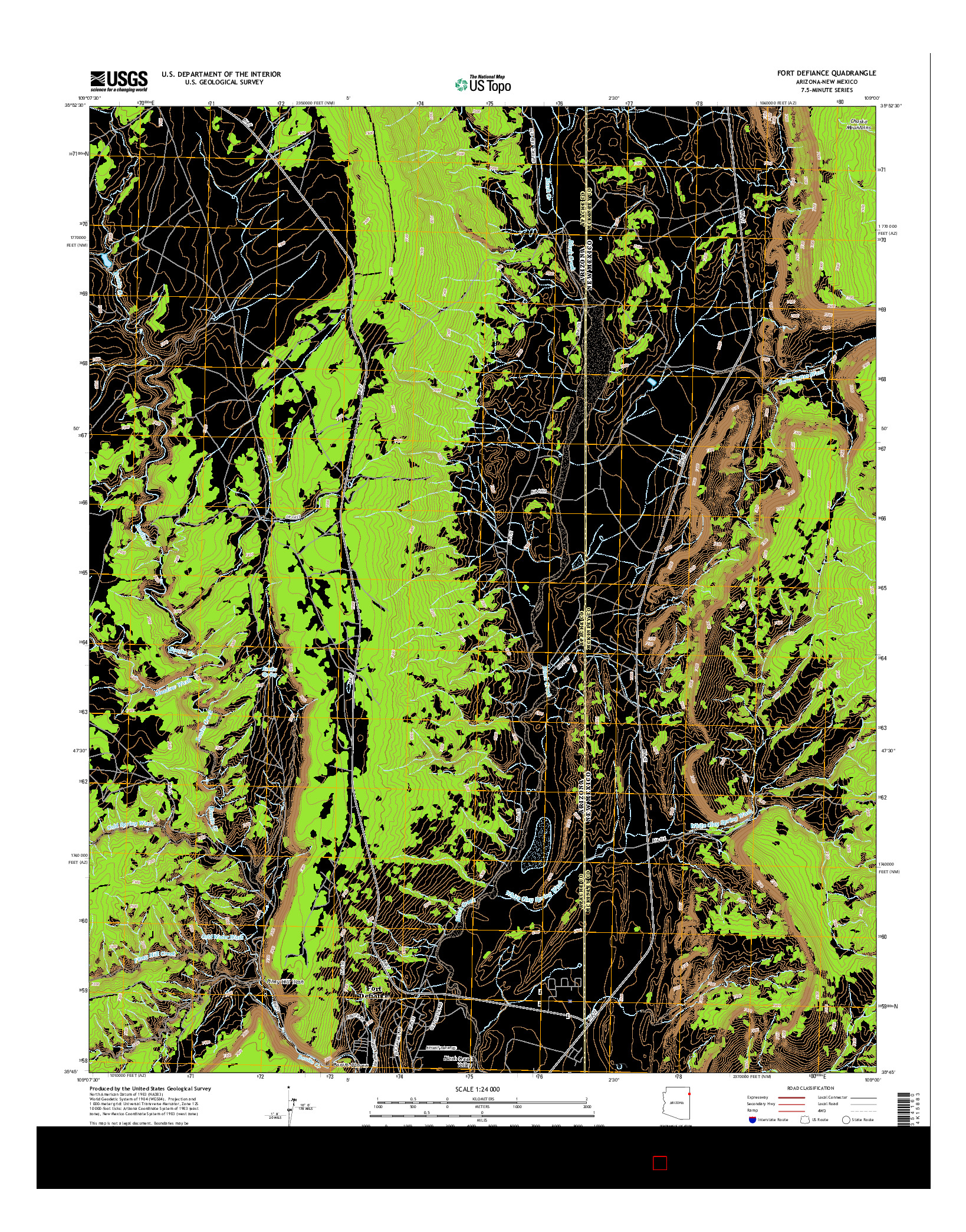 USGS US TOPO 7.5-MINUTE MAP FOR FORT DEFIANCE, AZ-NM 2014