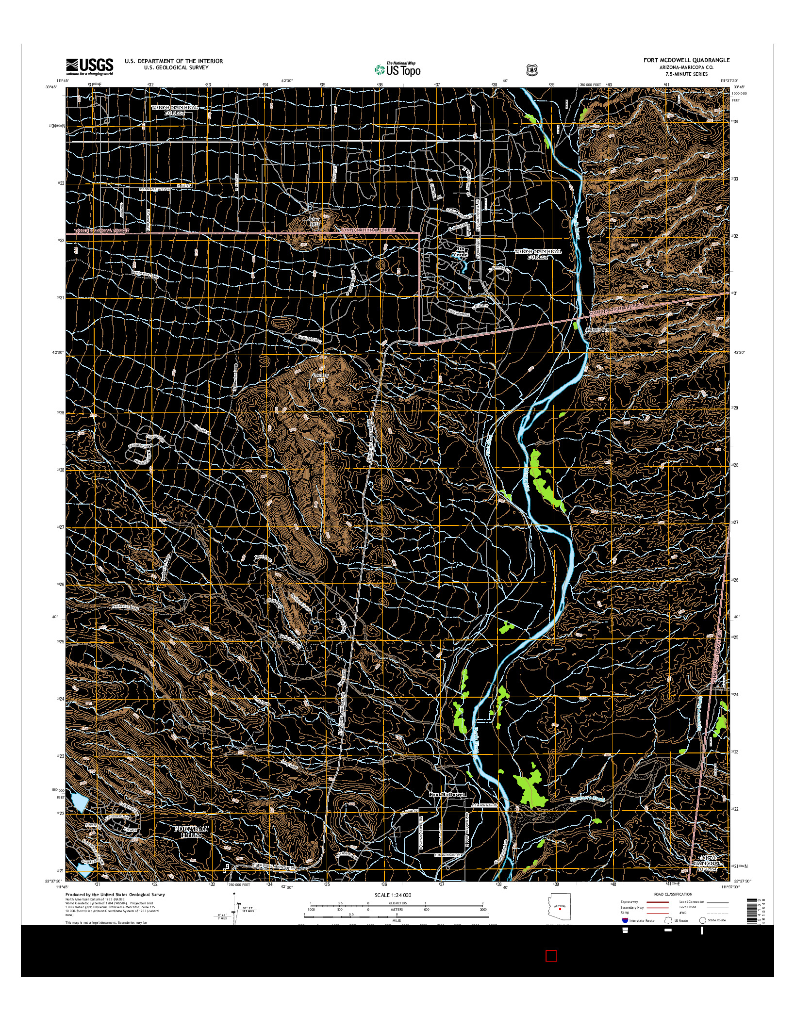 USGS US TOPO 7.5-MINUTE MAP FOR FORT MCDOWELL, AZ 2014