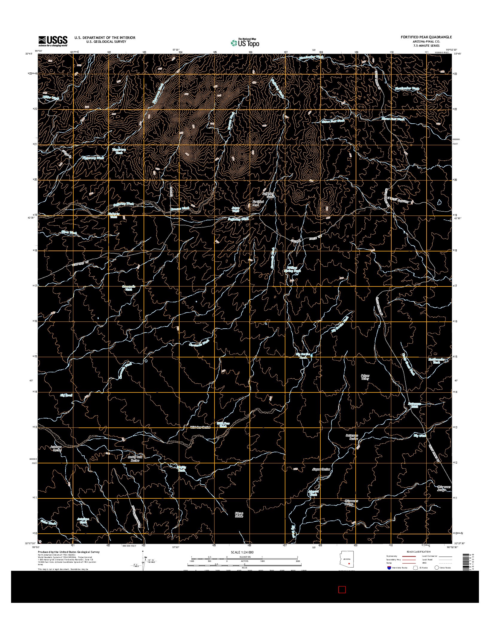 USGS US TOPO 7.5-MINUTE MAP FOR FORTIFIED PEAK, AZ 2014