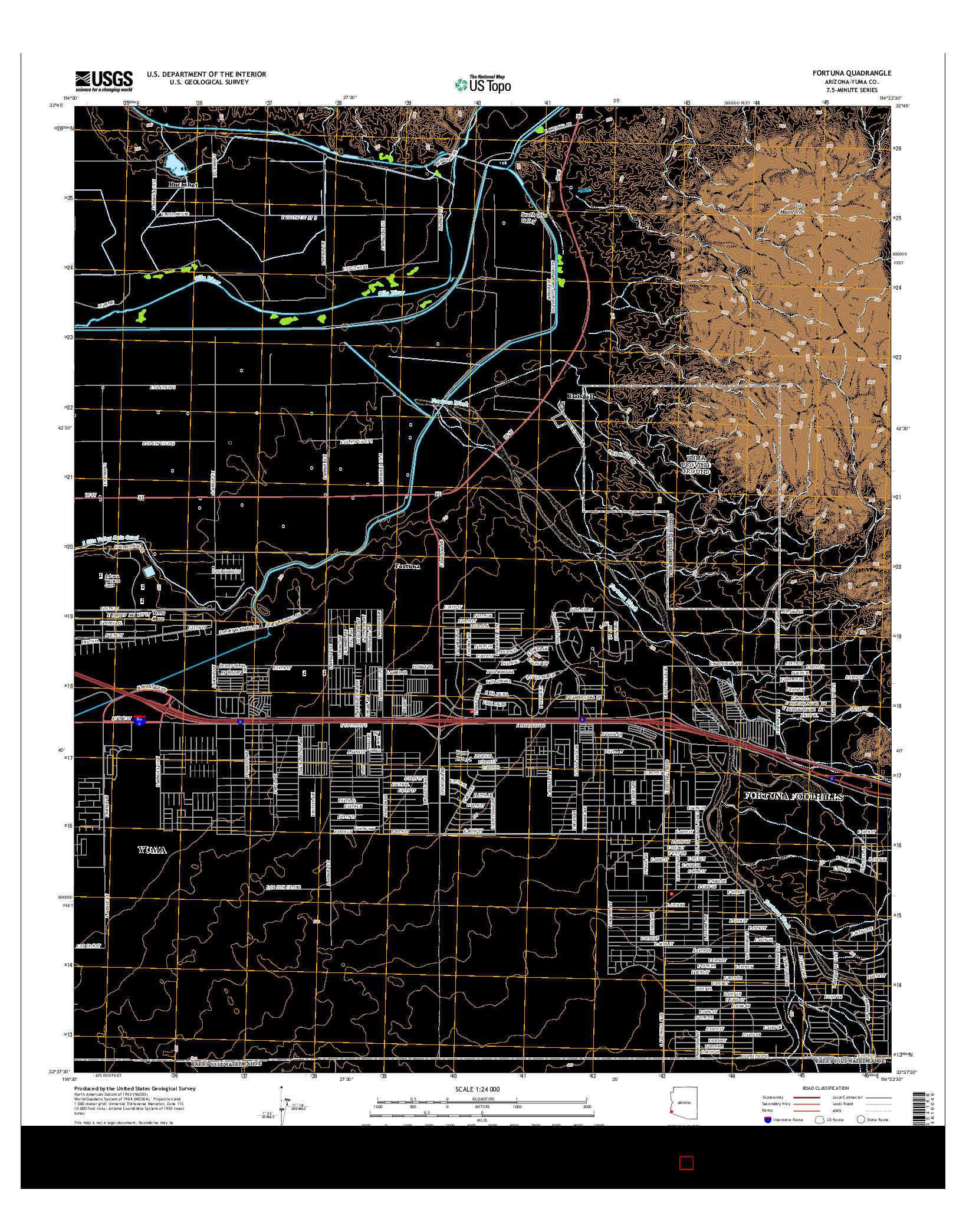 USGS US TOPO 7.5-MINUTE MAP FOR FORTUNA, AZ 2014