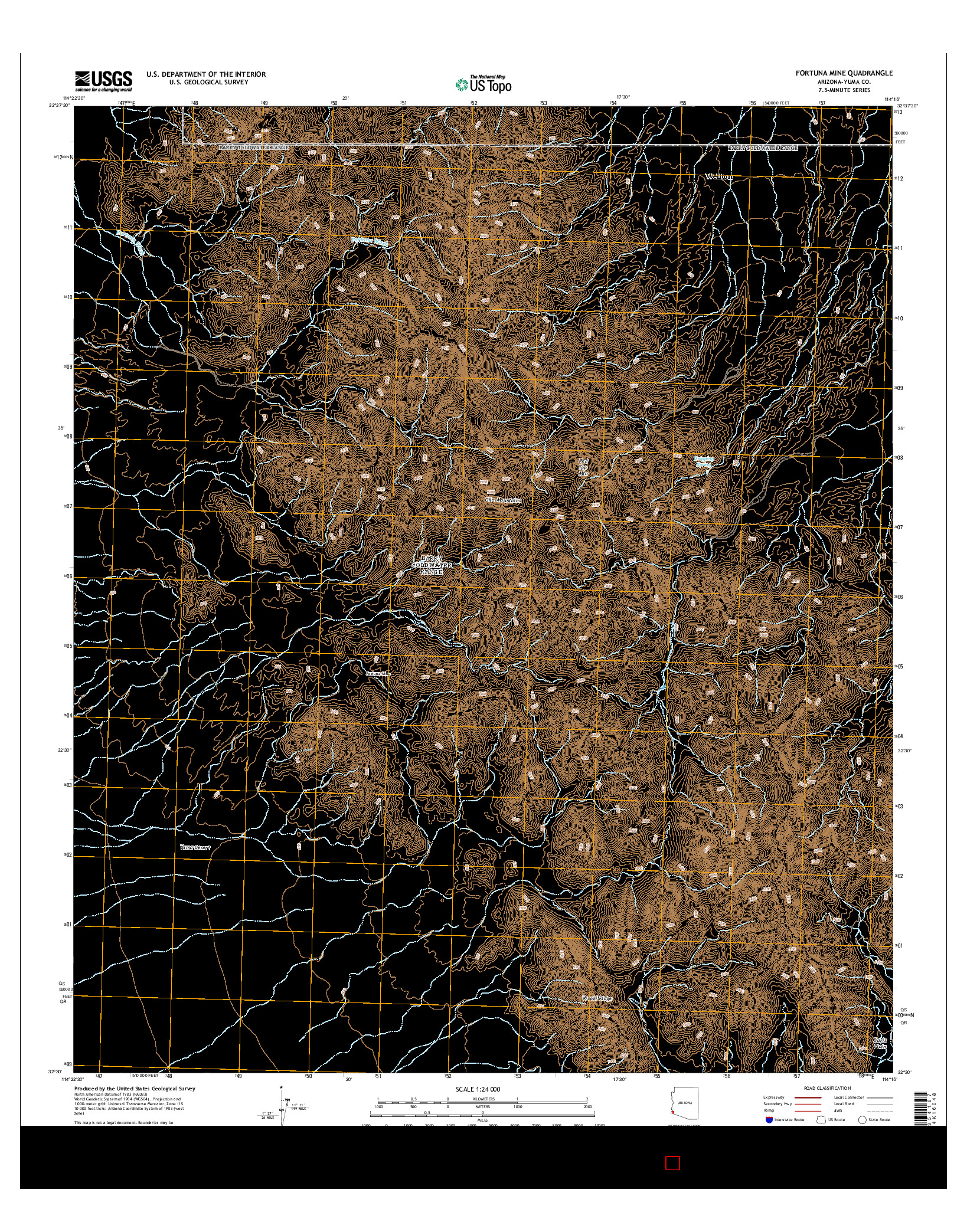 USGS US TOPO 7.5-MINUTE MAP FOR FORTUNA MINE, AZ 2014