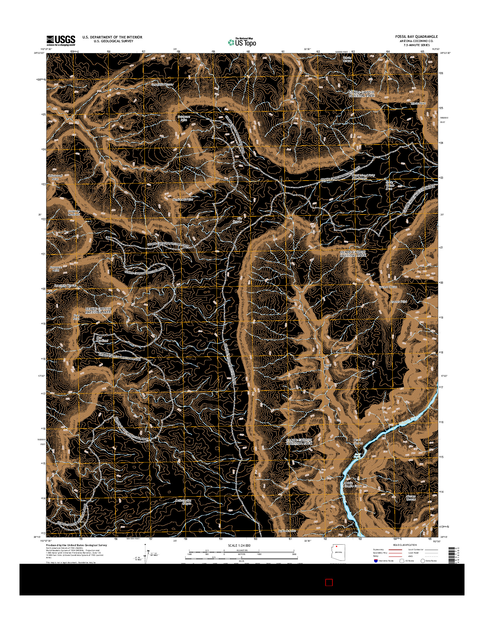USGS US TOPO 7.5-MINUTE MAP FOR FOSSIL BAY, AZ 2014