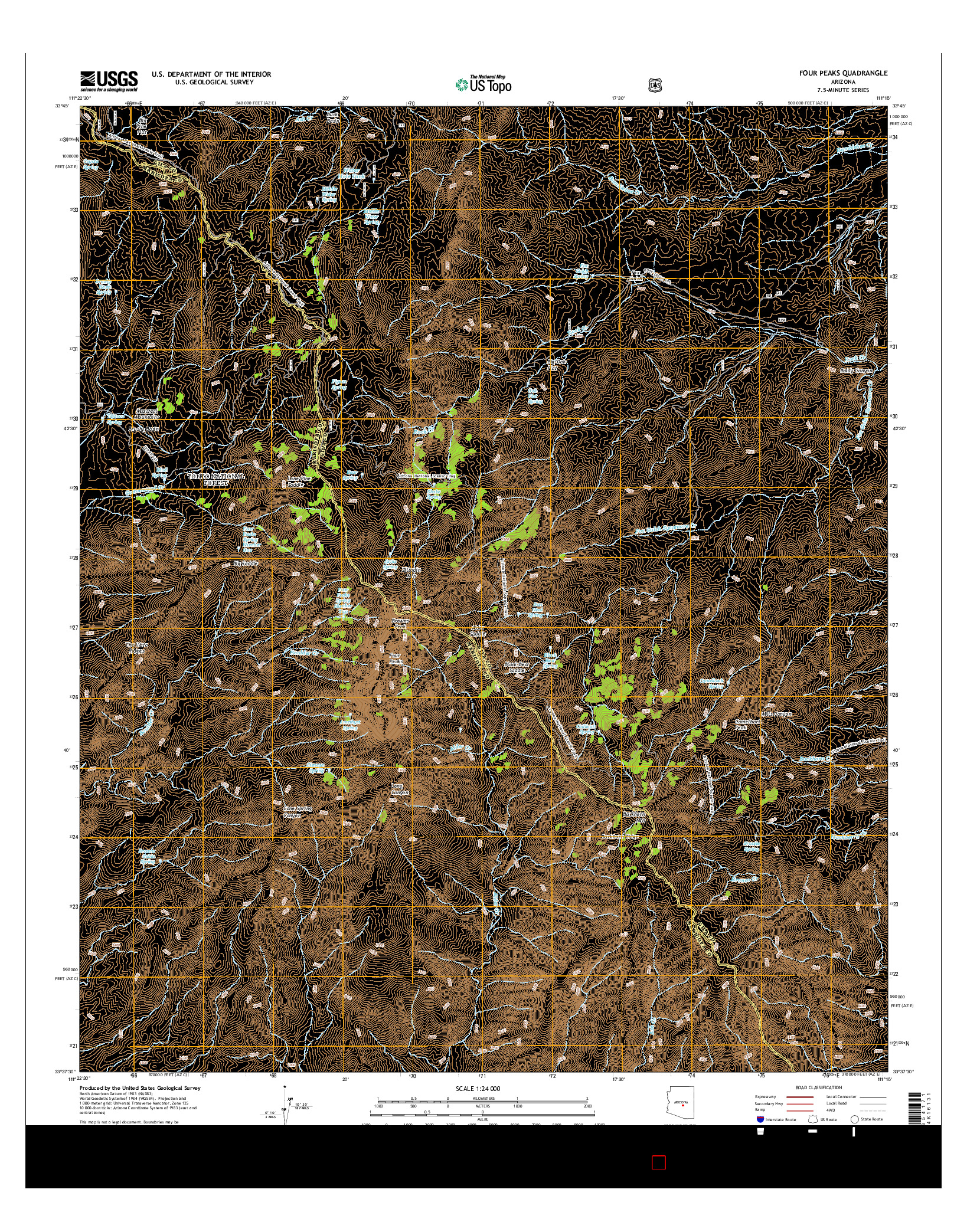 USGS US TOPO 7.5-MINUTE MAP FOR FOUR PEAKS, AZ 2014