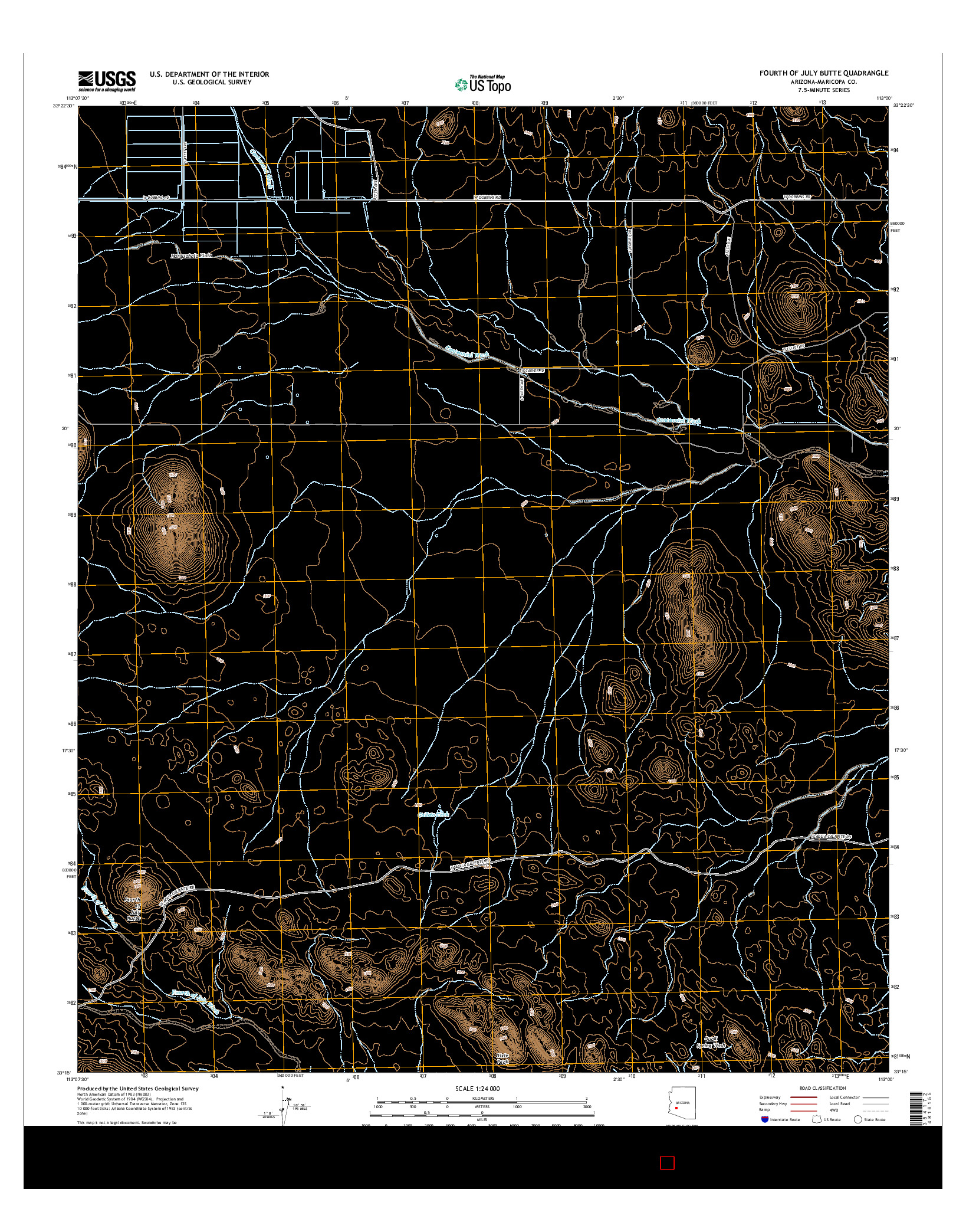 USGS US TOPO 7.5-MINUTE MAP FOR FOURTH OF JULY BUTTE, AZ 2014