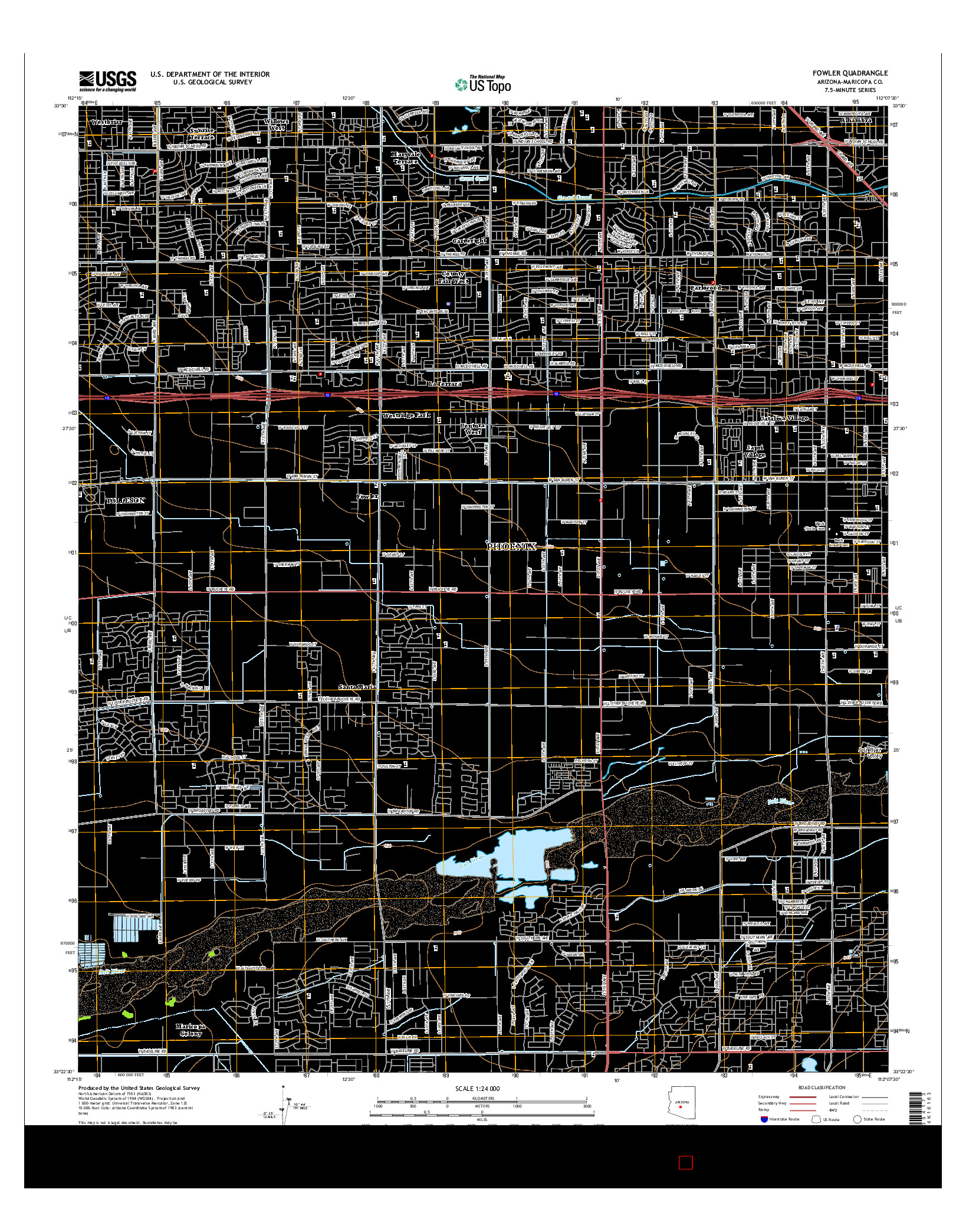 USGS US TOPO 7.5-MINUTE MAP FOR FOWLER, AZ 2014