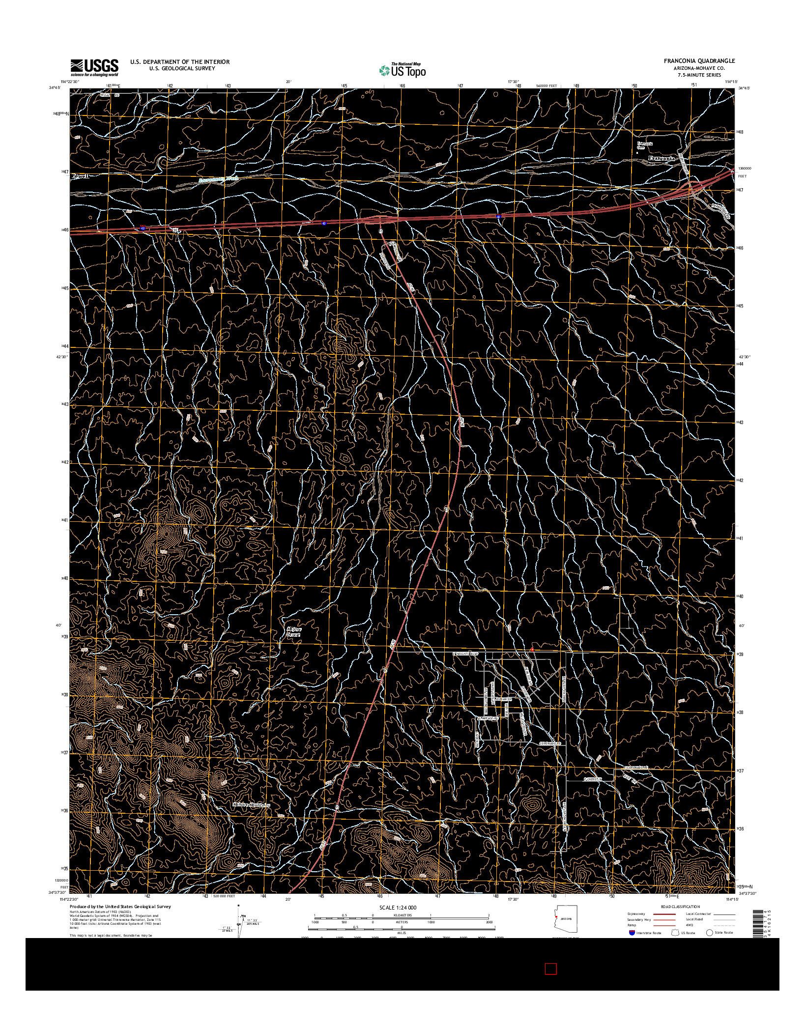 USGS US TOPO 7.5-MINUTE MAP FOR FRANCONIA, AZ 2014