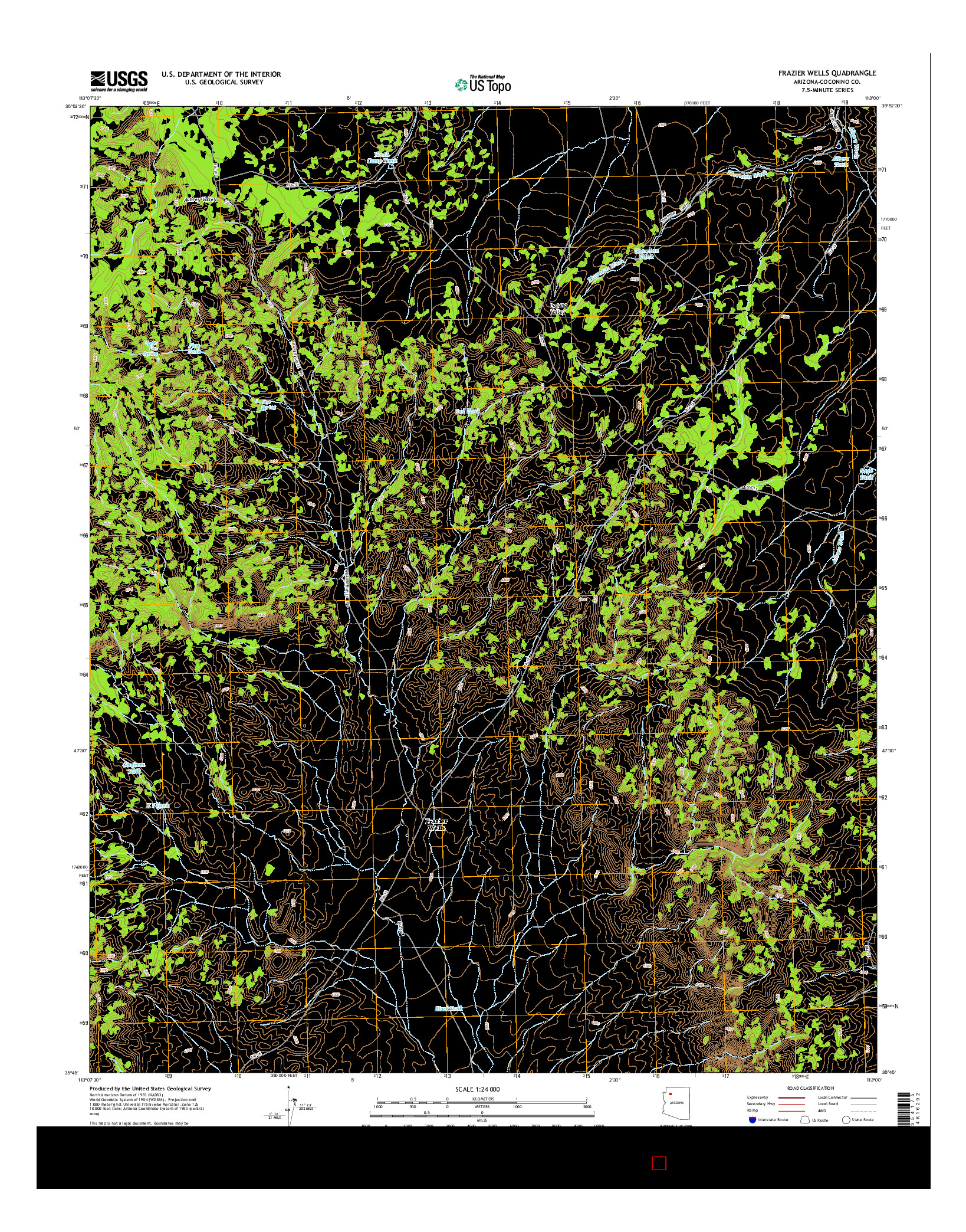 USGS US TOPO 7.5-MINUTE MAP FOR FRAZIER WELLS, AZ 2014