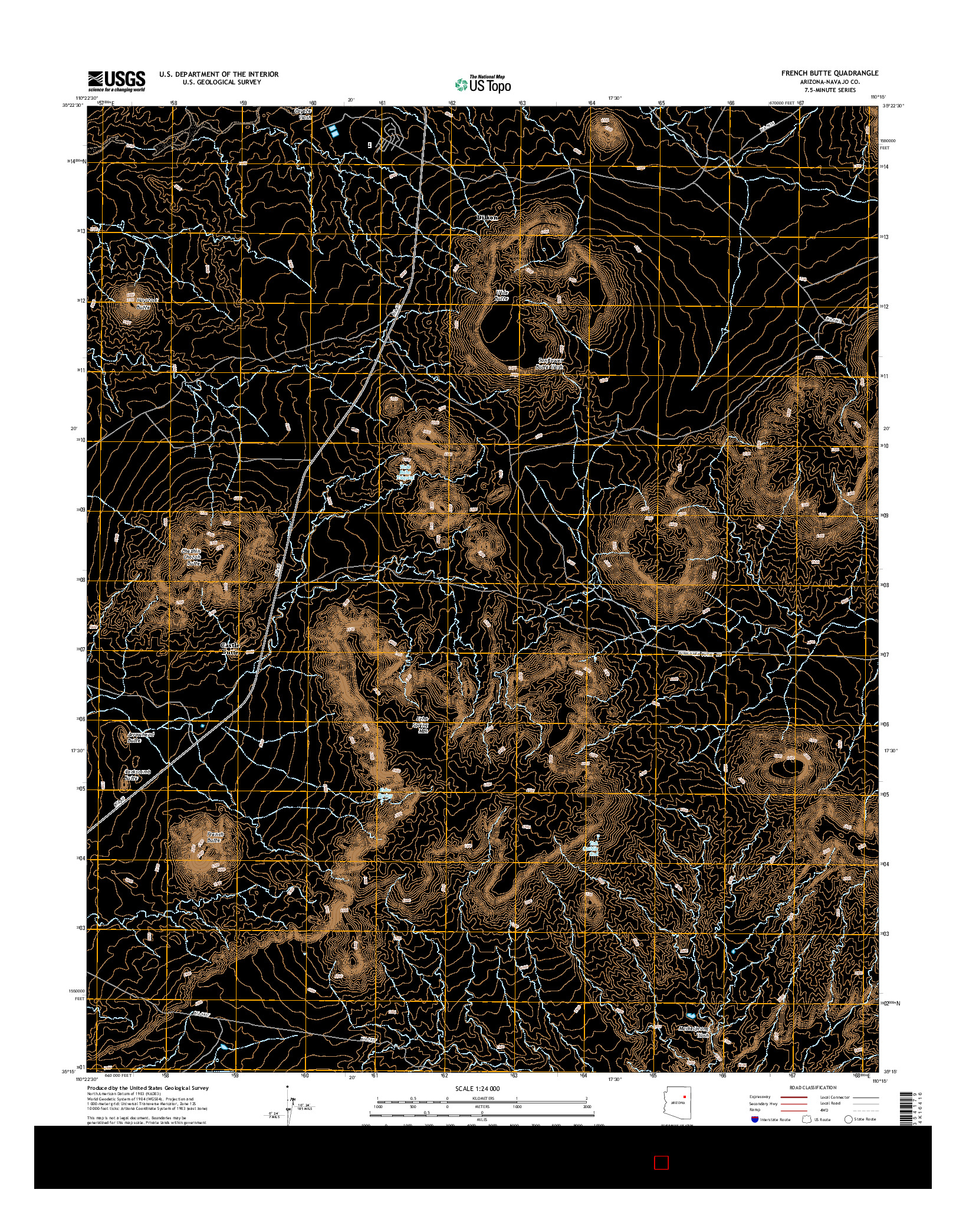 USGS US TOPO 7.5-MINUTE MAP FOR FRENCH BUTTE, AZ 2014