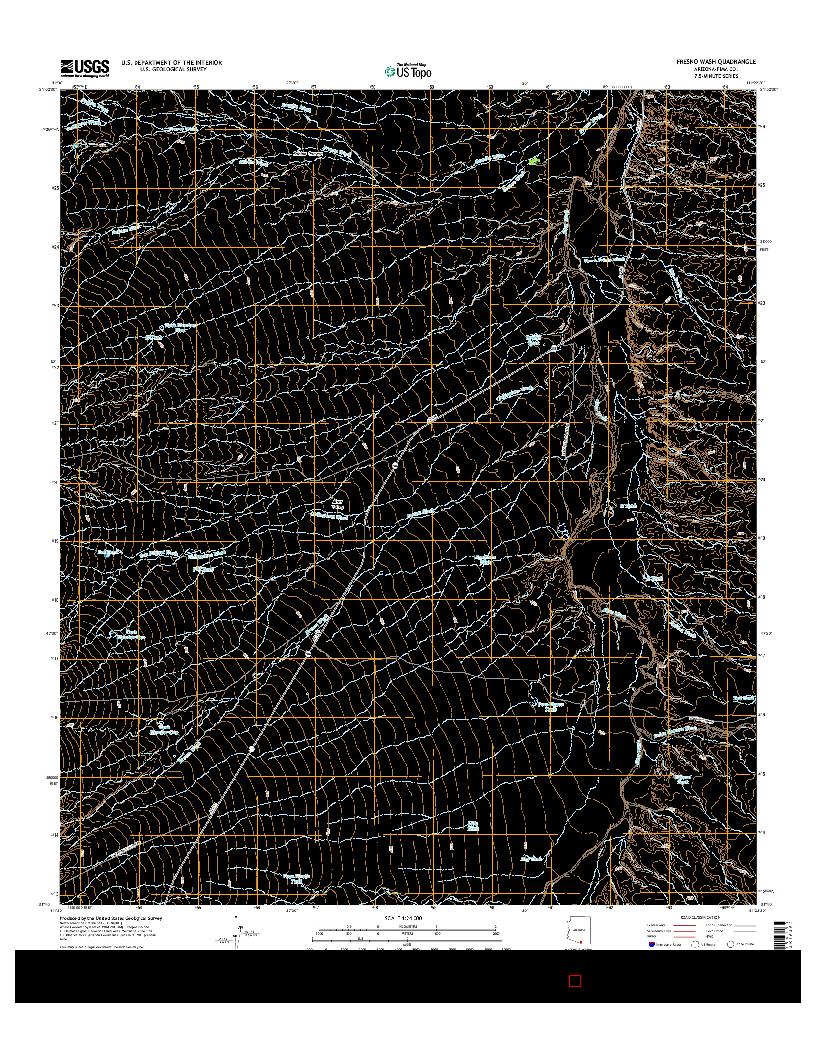 USGS US TOPO 7.5-MINUTE MAP FOR FRESNO WASH, AZ 2014