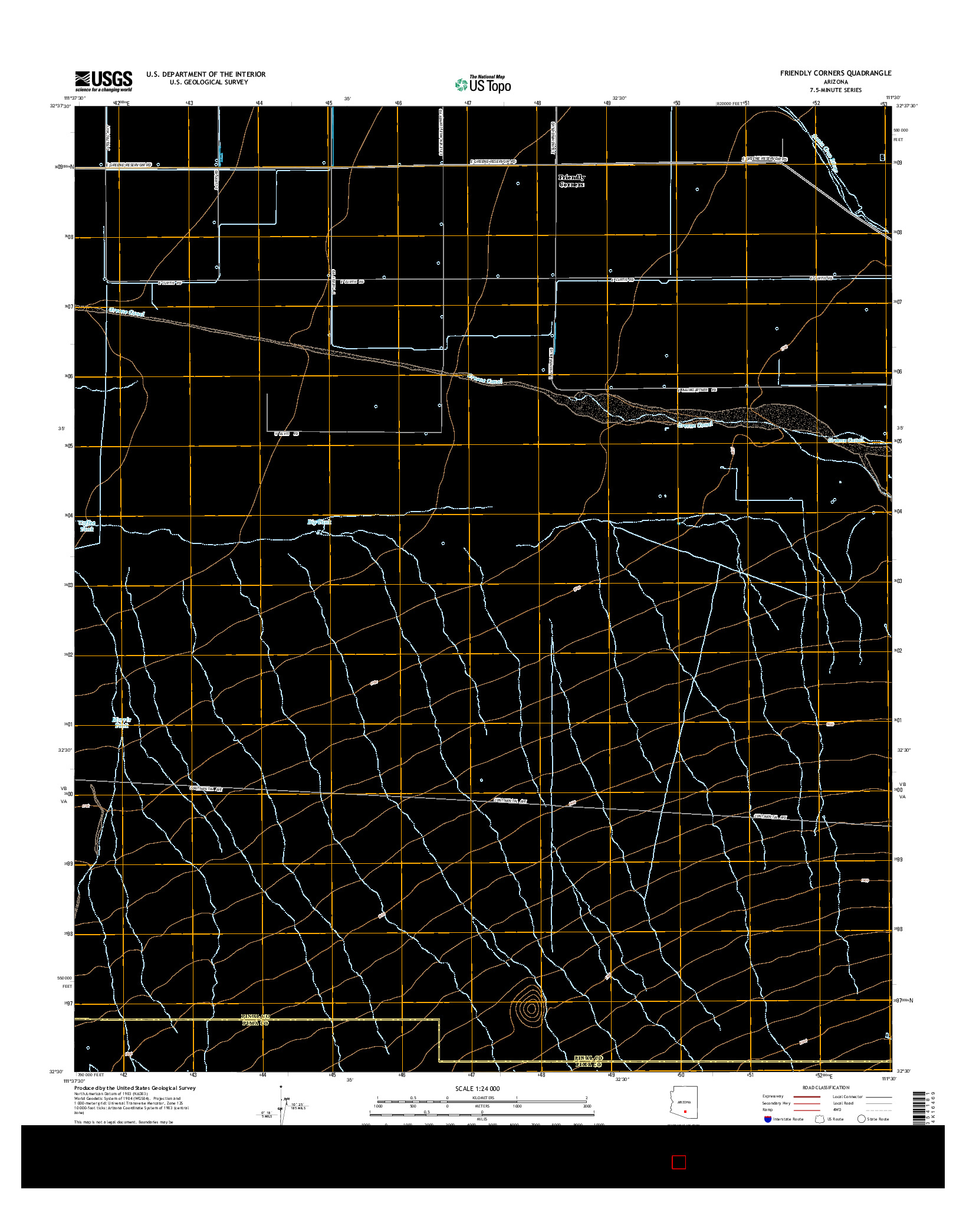 USGS US TOPO 7.5-MINUTE MAP FOR FRIENDLY CORNERS, AZ 2014