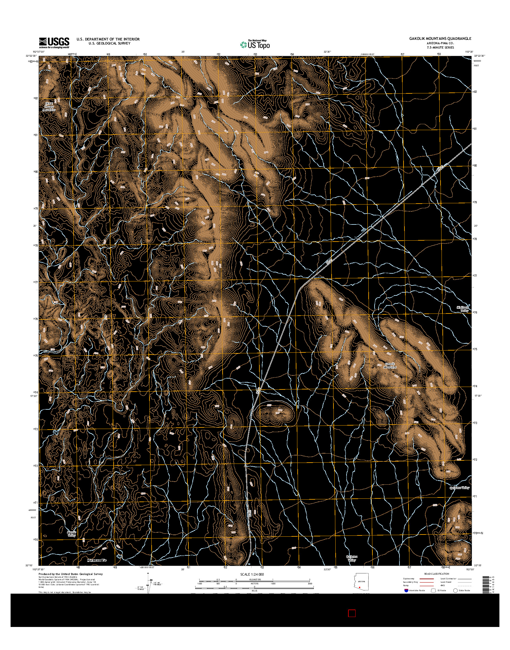 USGS US TOPO 7.5-MINUTE MAP FOR GAKOLIK MOUNTAINS, AZ 2014