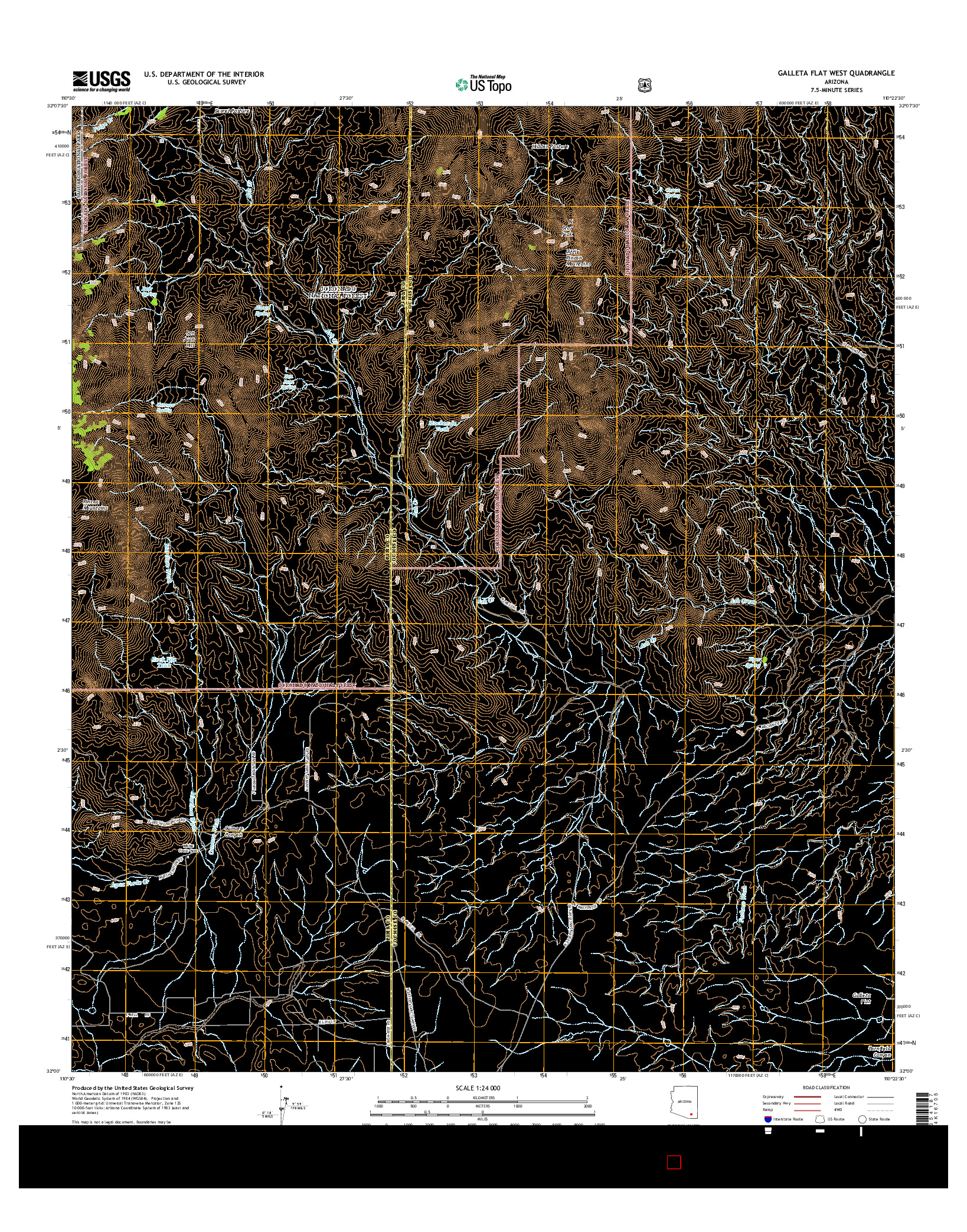 USGS US TOPO 7.5-MINUTE MAP FOR GALLETA FLAT WEST, AZ 2014
