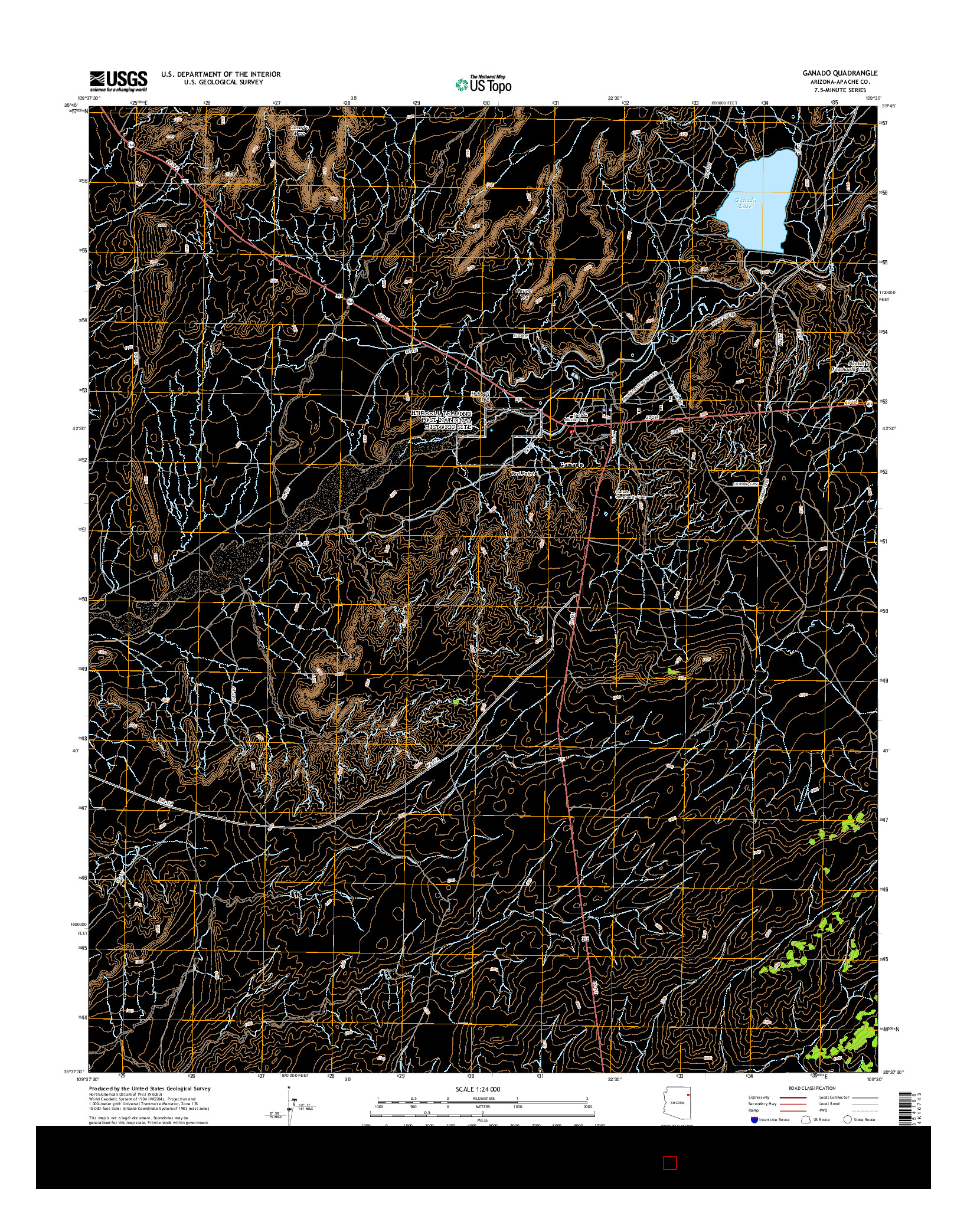 USGS US TOPO 7.5-MINUTE MAP FOR GANADO, AZ 2014