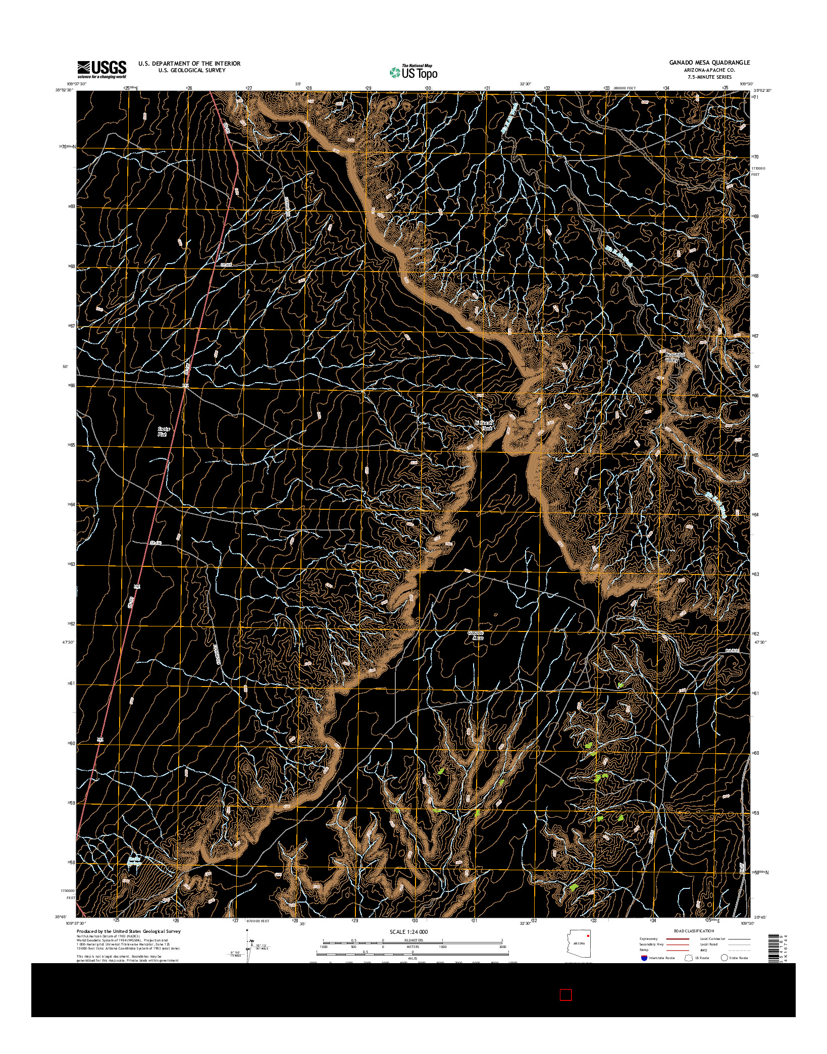 USGS US TOPO 7.5-MINUTE MAP FOR GANADO MESA, AZ 2014