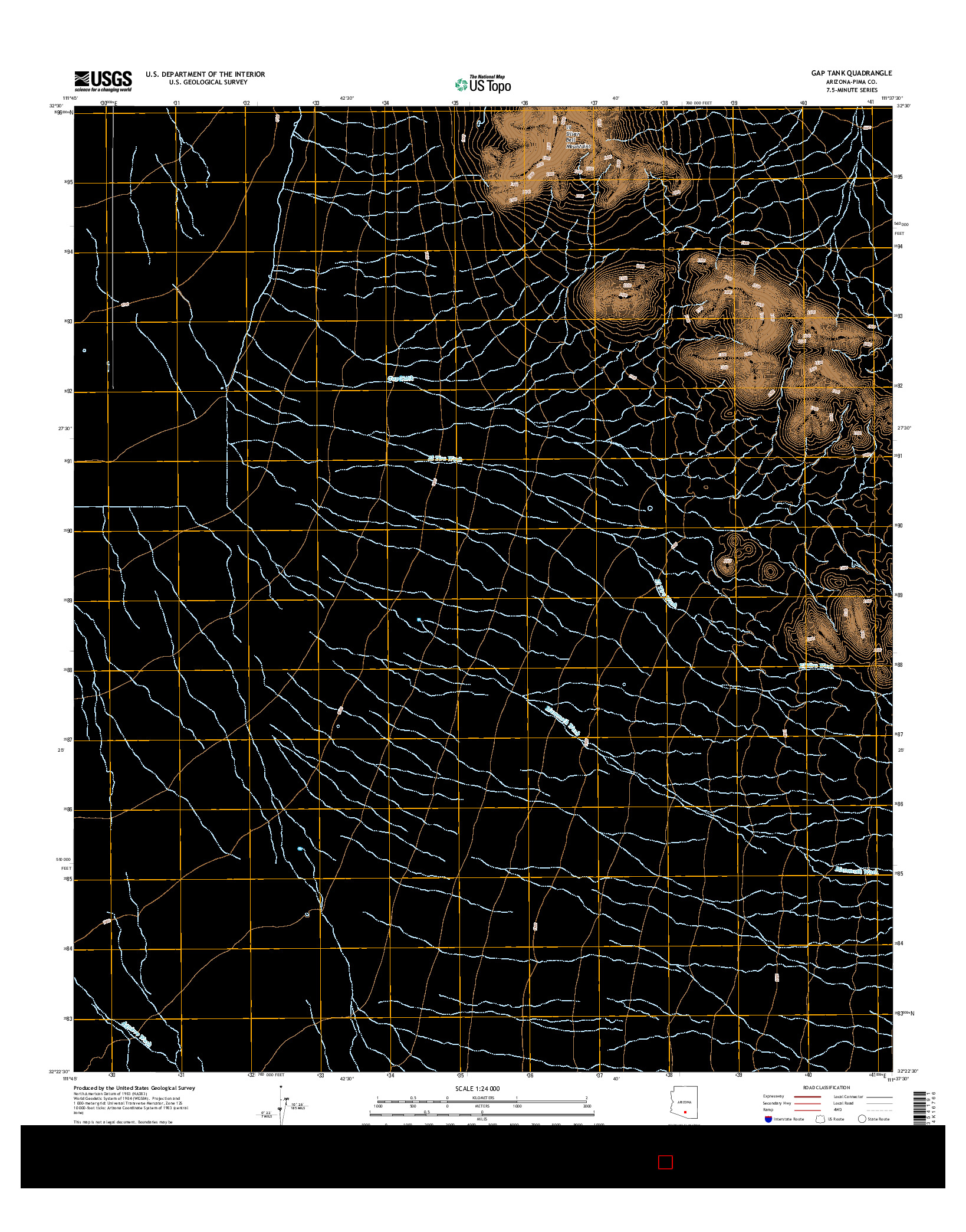 USGS US TOPO 7.5-MINUTE MAP FOR GAP TANK, AZ 2014