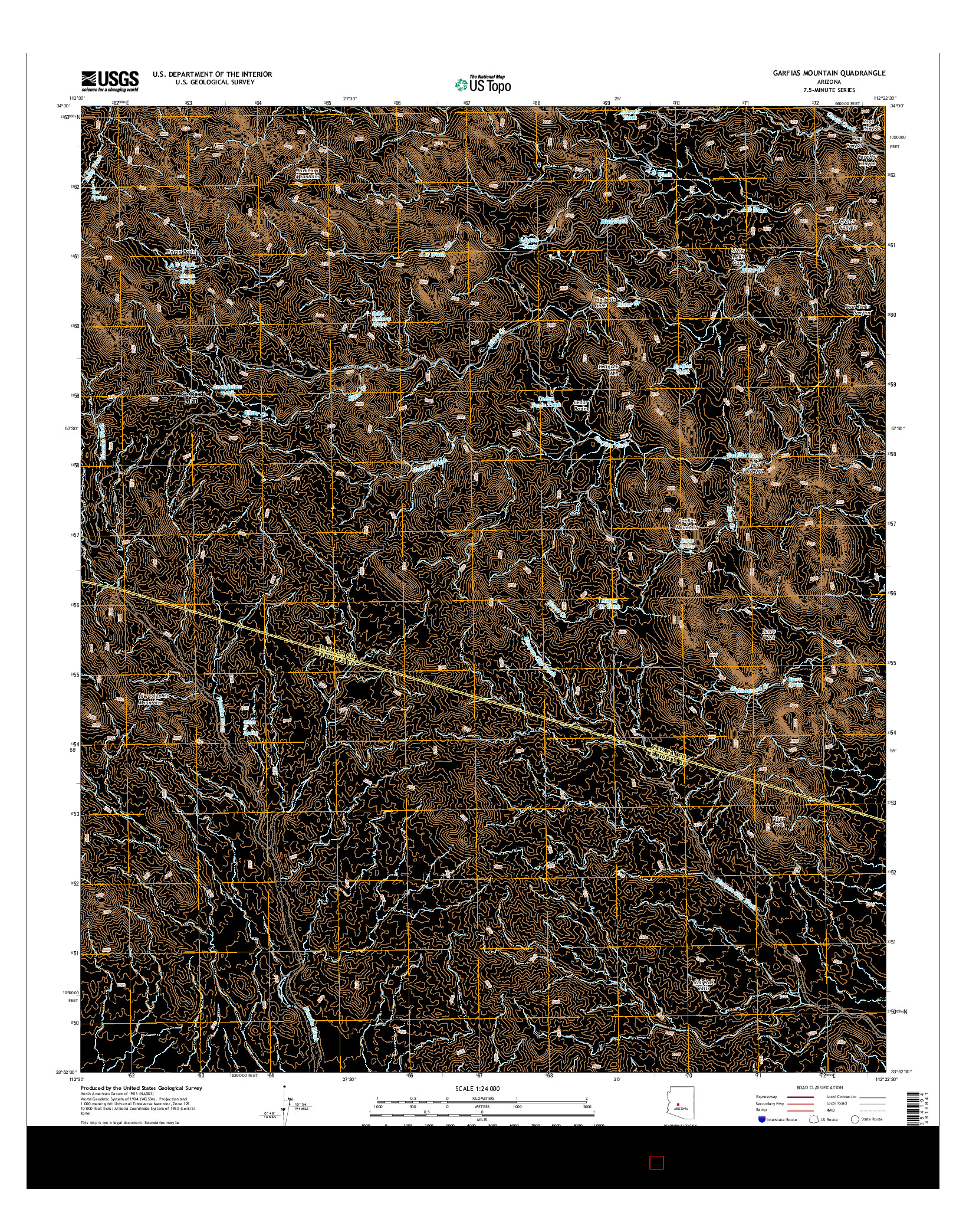 USGS US TOPO 7.5-MINUTE MAP FOR GARFIAS MOUNTAIN, AZ 2014