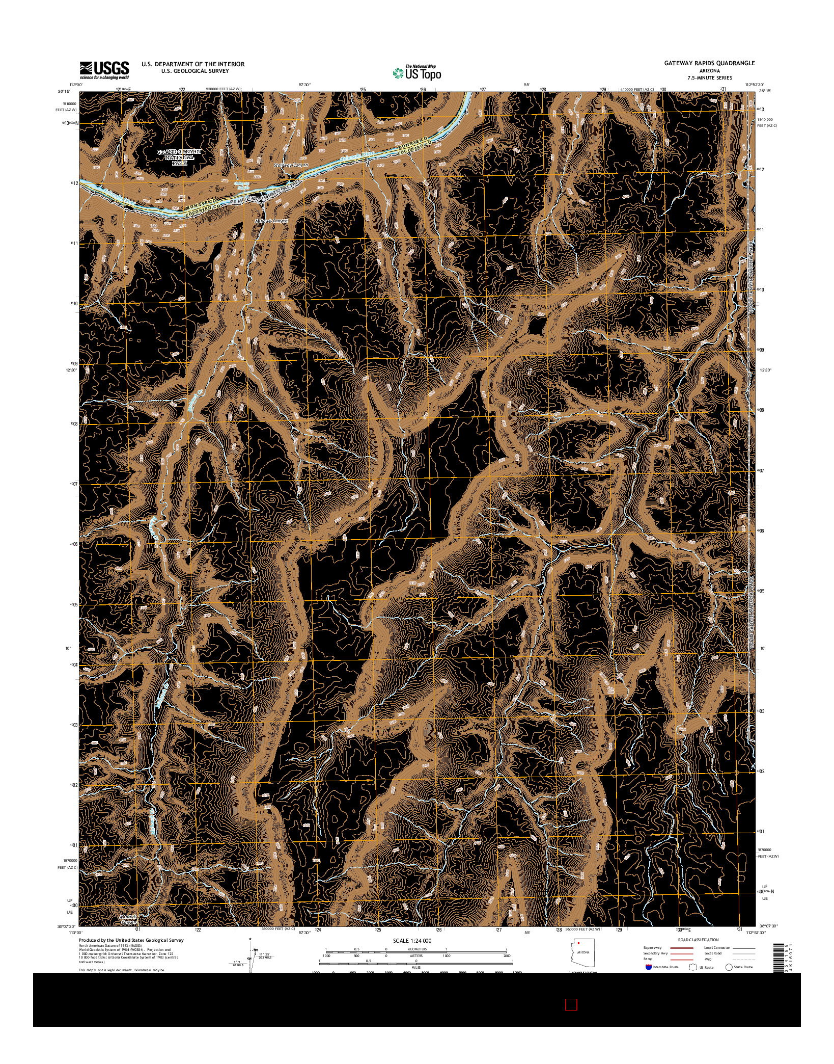 USGS US TOPO 7.5-MINUTE MAP FOR GATEWAY RAPIDS, AZ 2014