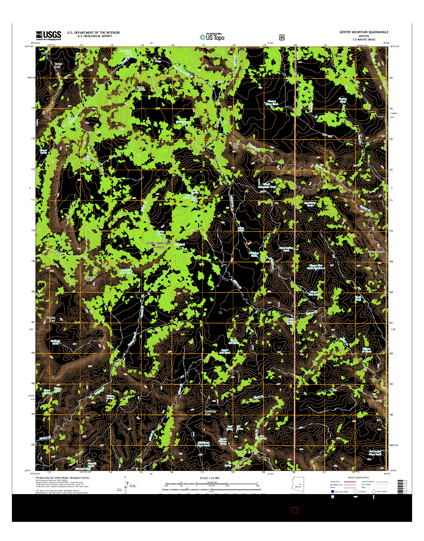 USGS US TOPO 7.5-MINUTE MAP FOR GENTRY MOUNTAIN, AZ 2014
