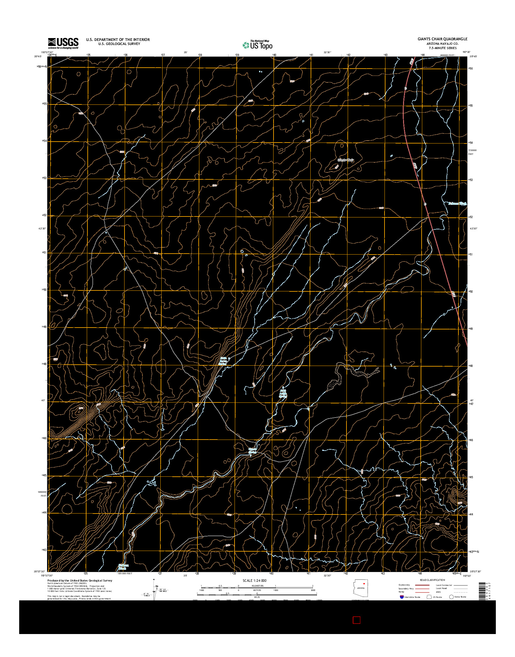 USGS US TOPO 7.5-MINUTE MAP FOR GIANTS CHAIR, AZ 2014