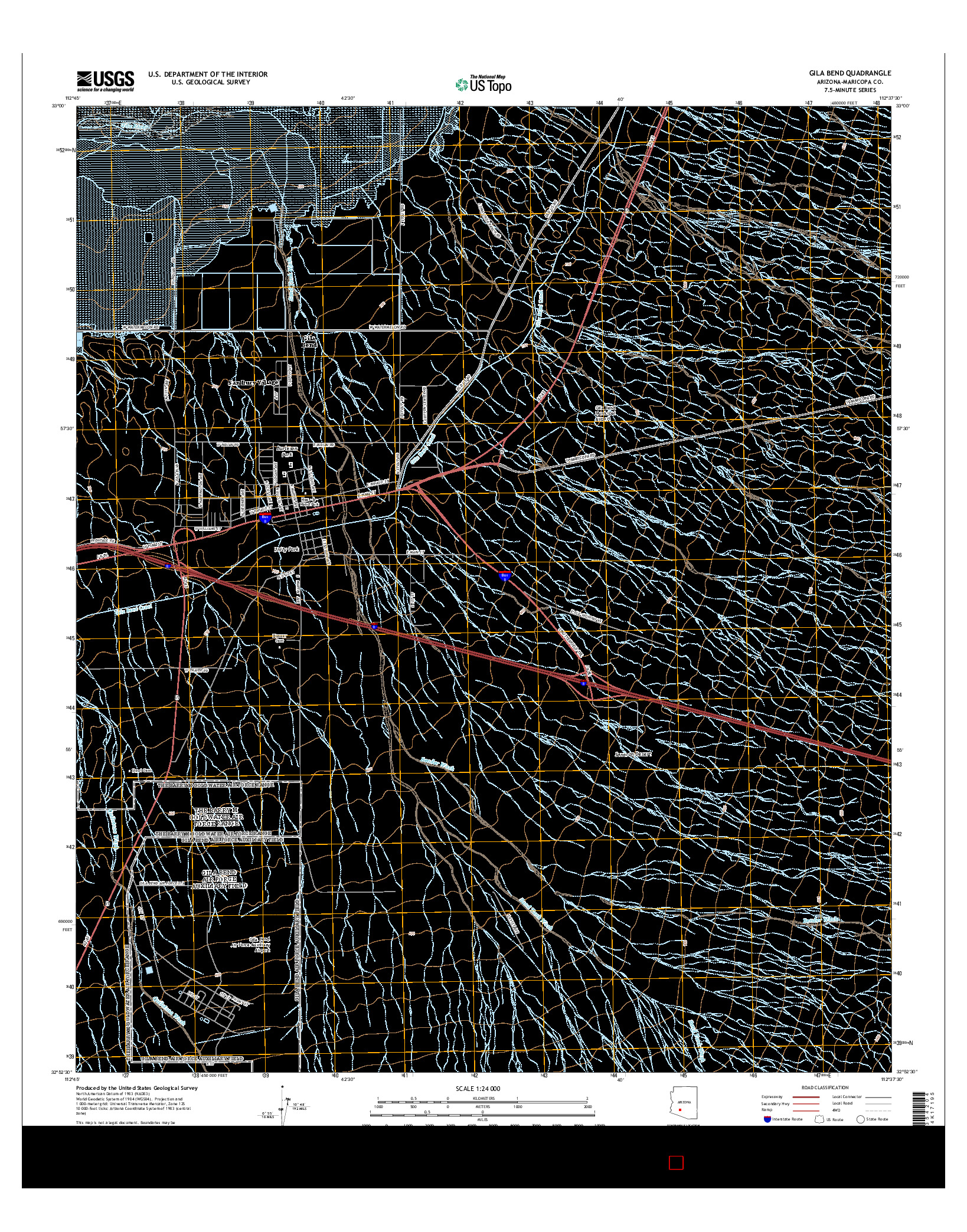 USGS US TOPO 7.5-MINUTE MAP FOR GILA BEND, AZ 2014
