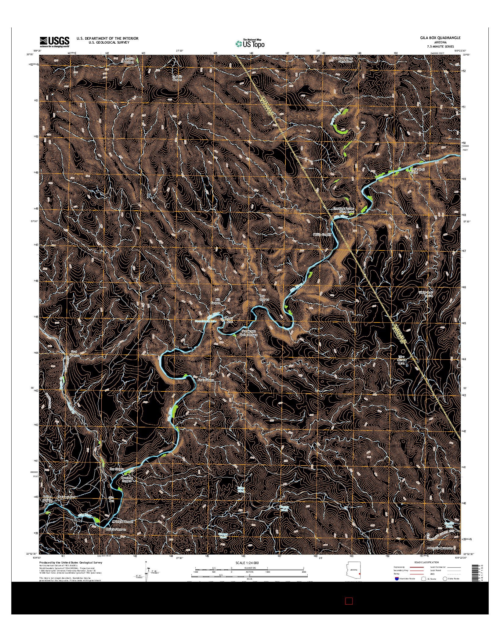 USGS US TOPO 7.5-MINUTE MAP FOR GILA BOX, AZ 2014