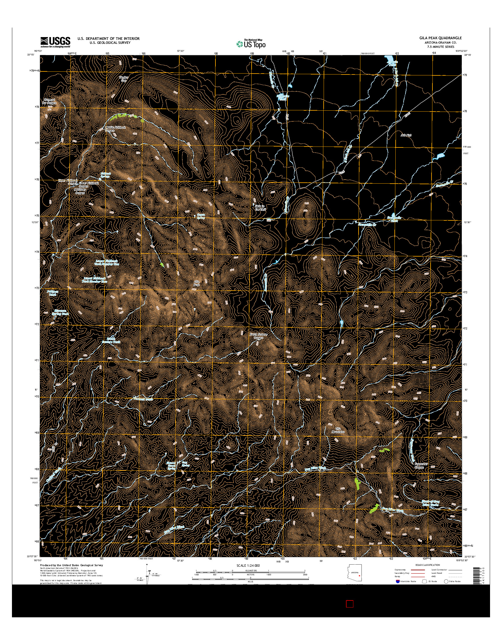 USGS US TOPO 7.5-MINUTE MAP FOR GILA PEAK, AZ 2014