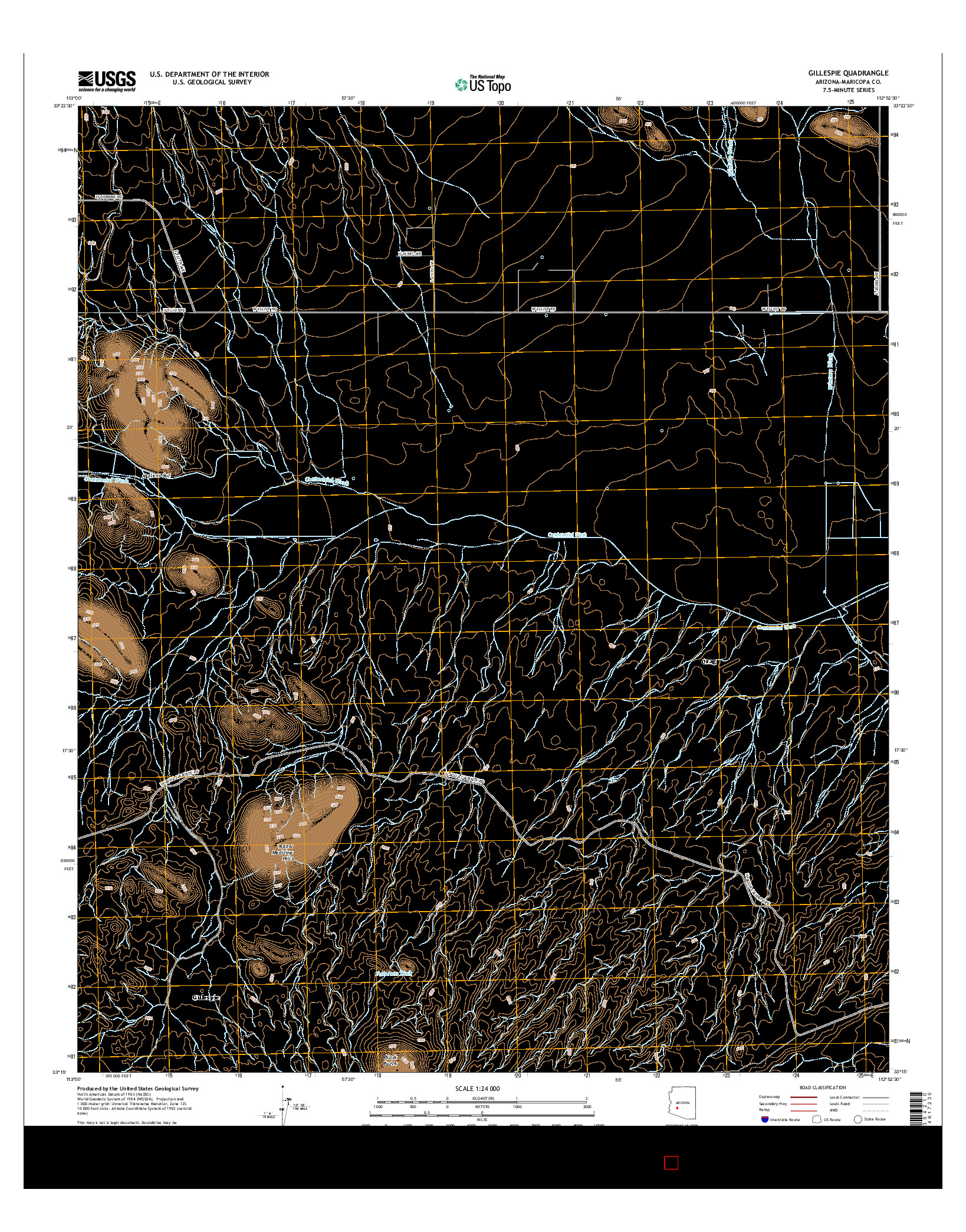 USGS US TOPO 7.5-MINUTE MAP FOR GILLESPIE, AZ 2014