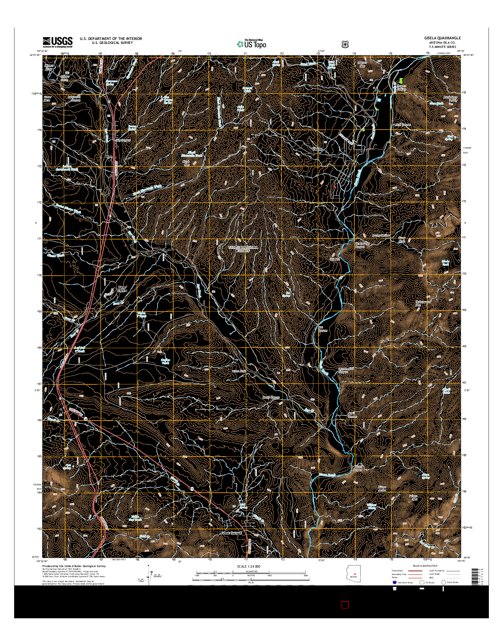 USGS US TOPO 7.5-MINUTE MAP FOR GISELA, AZ 2014