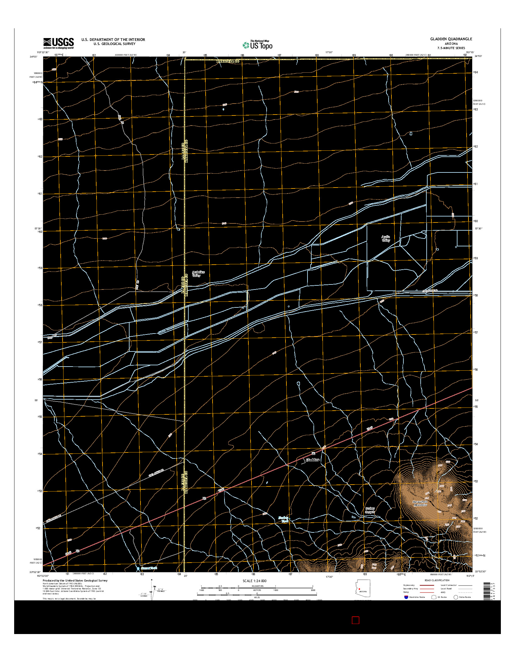 USGS US TOPO 7.5-MINUTE MAP FOR GLADDEN, AZ 2014