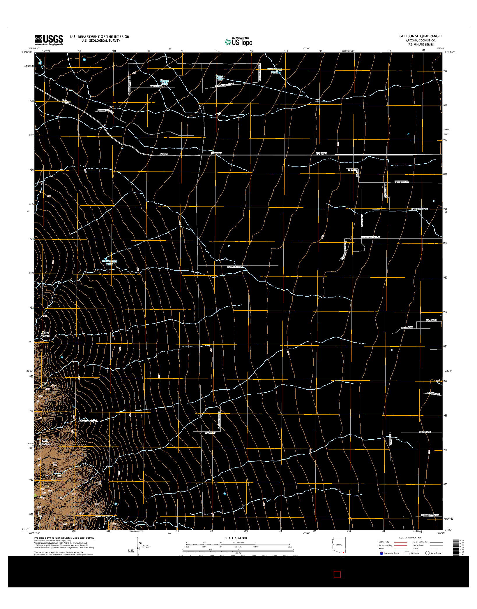 USGS US TOPO 7.5-MINUTE MAP FOR GLEESON SE, AZ 2014