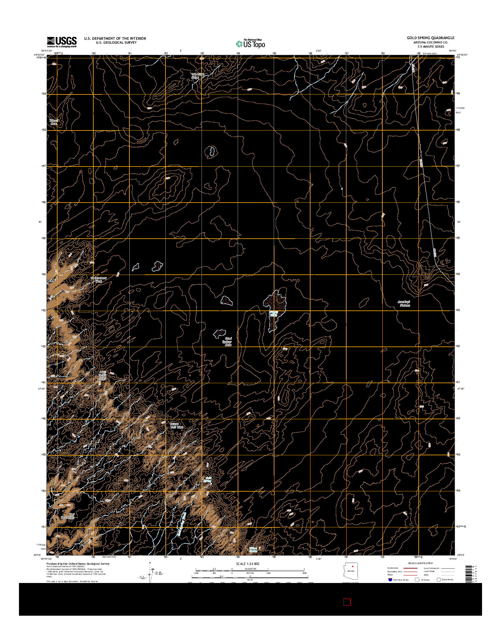 USGS US TOPO 7.5-MINUTE MAP FOR GOLD SPRING, AZ 2014