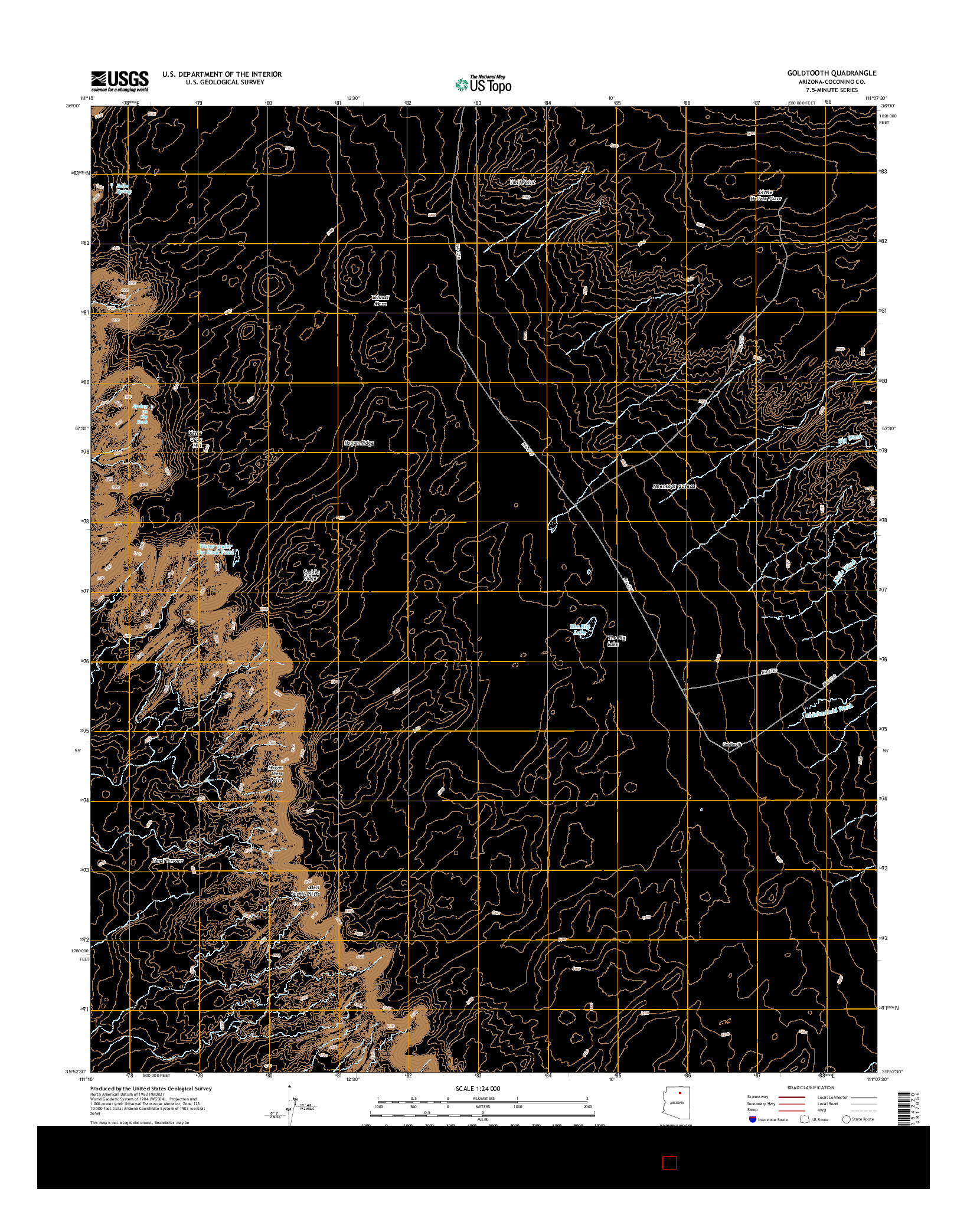 USGS US TOPO 7.5-MINUTE MAP FOR GOLDTOOTH, AZ 2014