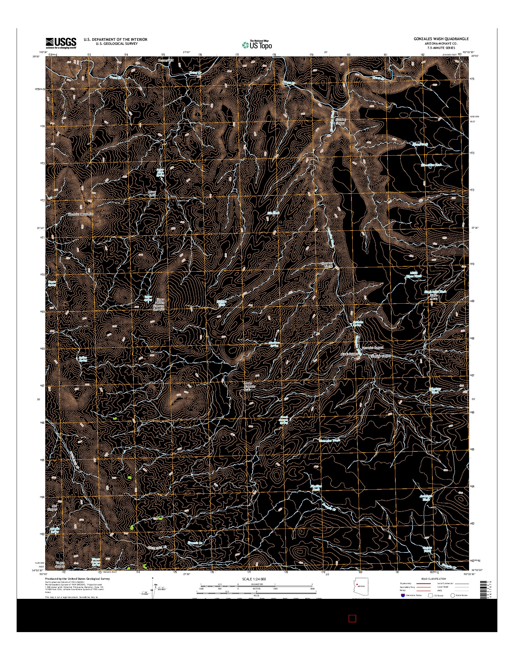 USGS US TOPO 7.5-MINUTE MAP FOR GONZALES WASH, AZ 2014