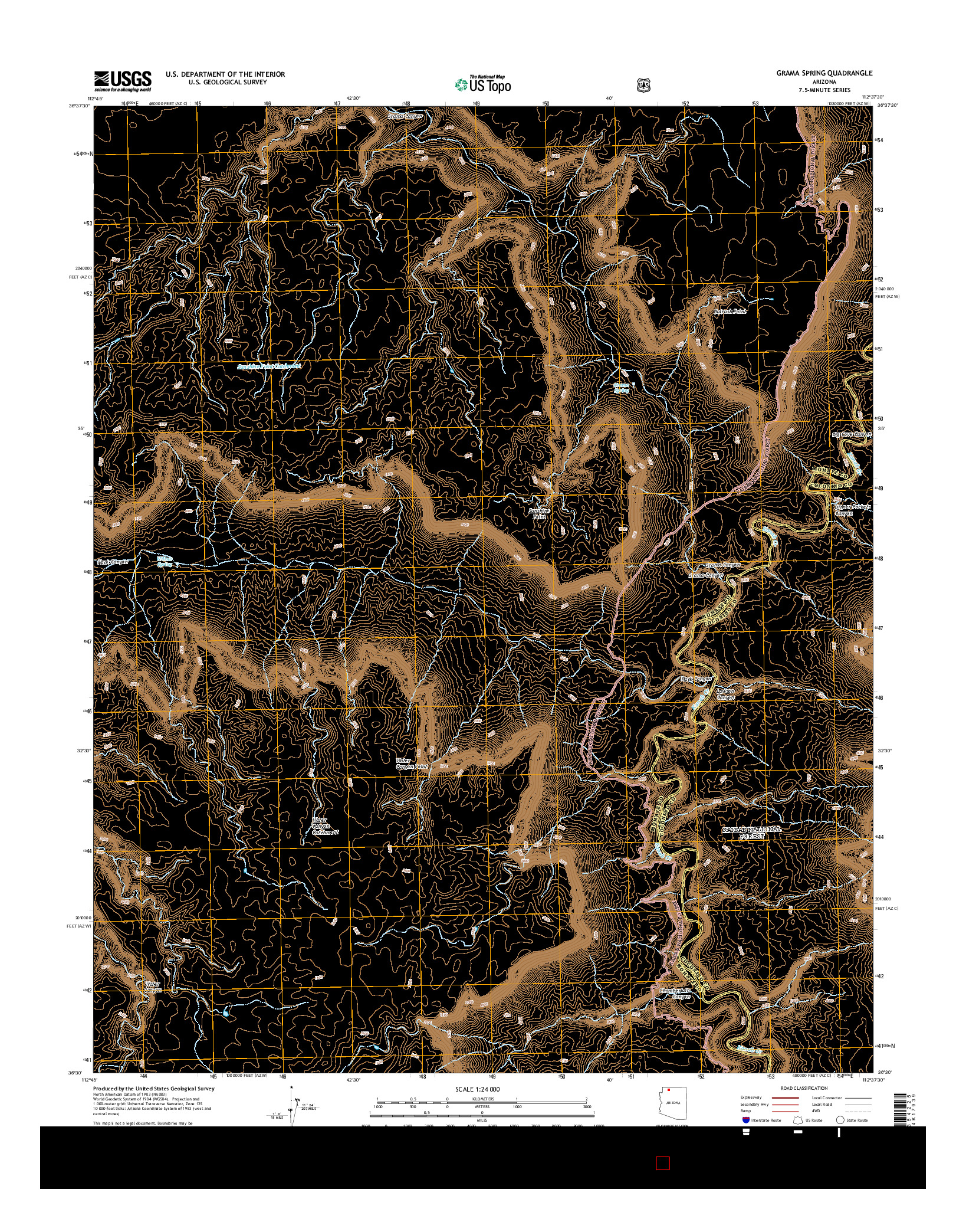 USGS US TOPO 7.5-MINUTE MAP FOR GRAMA SPRING, AZ 2014