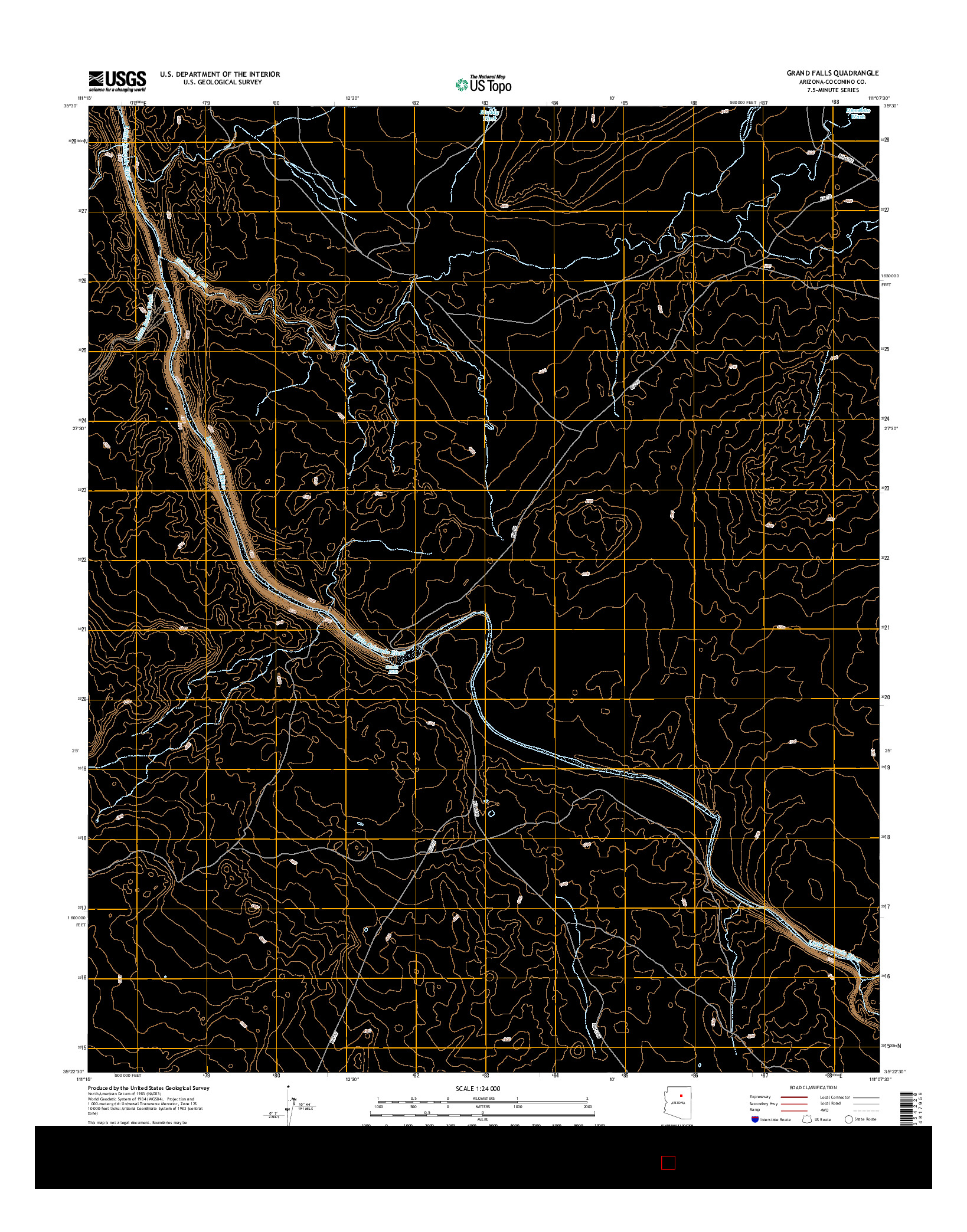 USGS US TOPO 7.5-MINUTE MAP FOR GRAND FALLS, AZ 2014