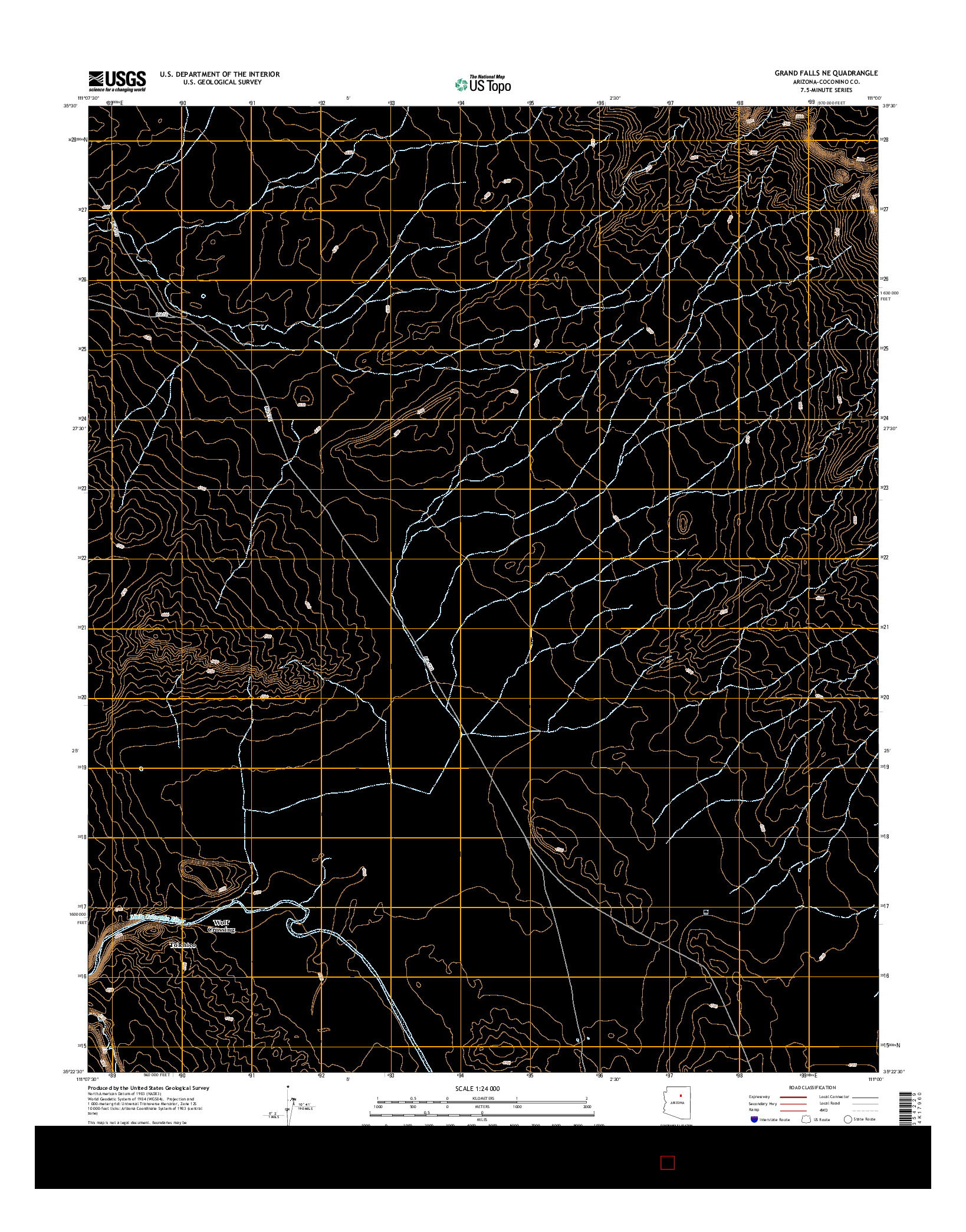USGS US TOPO 7.5-MINUTE MAP FOR GRAND FALLS NE, AZ 2014