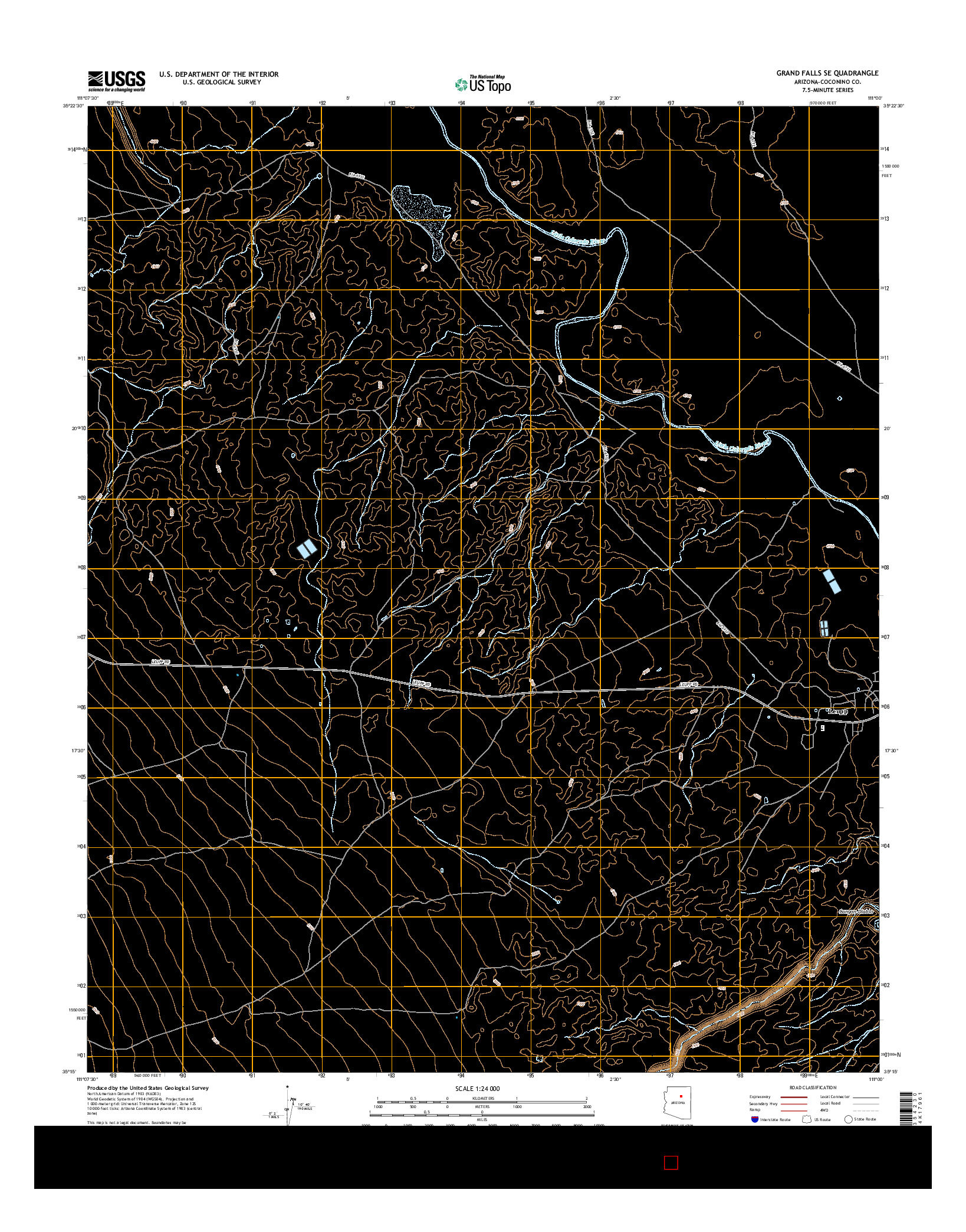 USGS US TOPO 7.5-MINUTE MAP FOR GRAND FALLS SE, AZ 2014