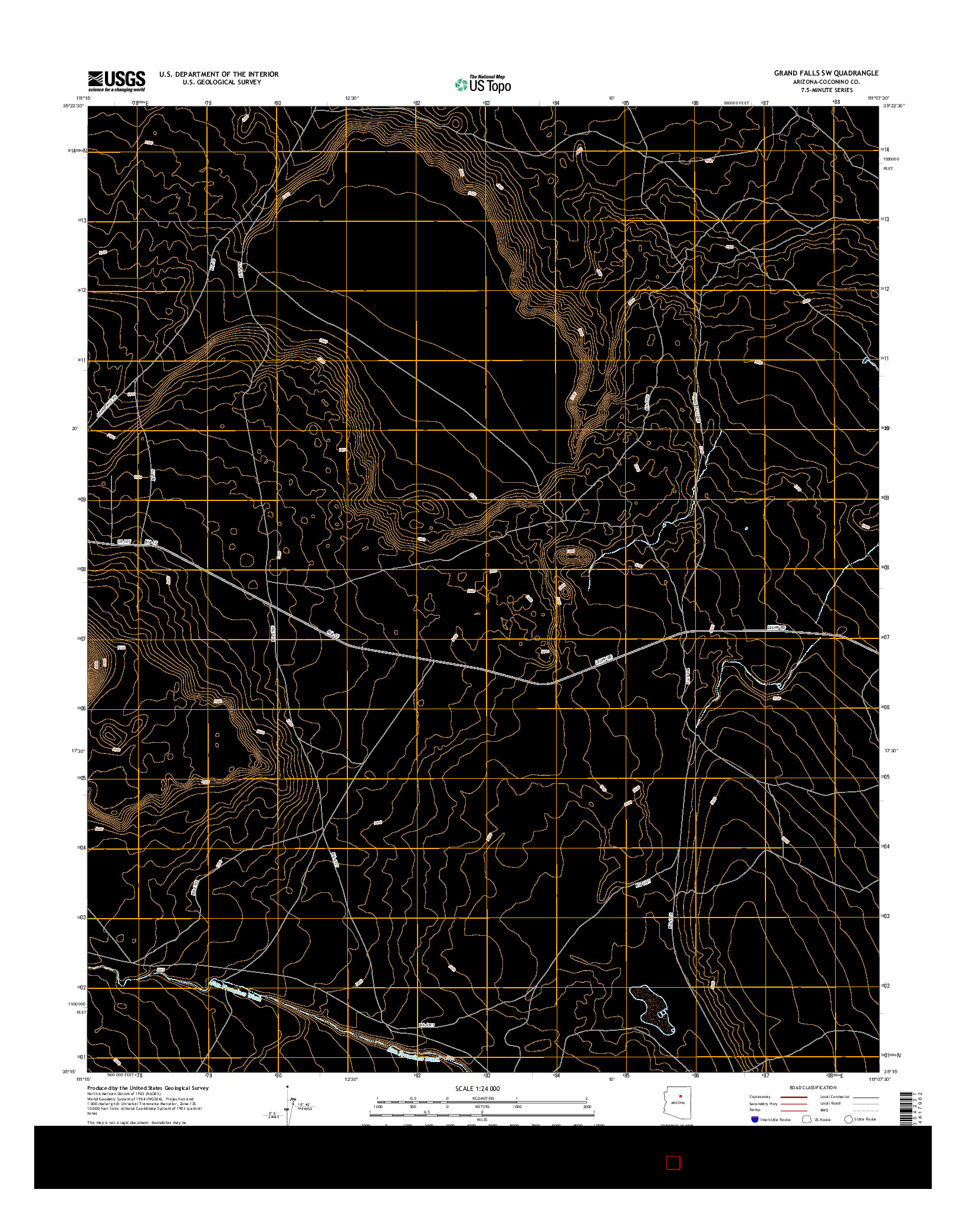 USGS US TOPO 7.5-MINUTE MAP FOR GRAND FALLS SW, AZ 2014
