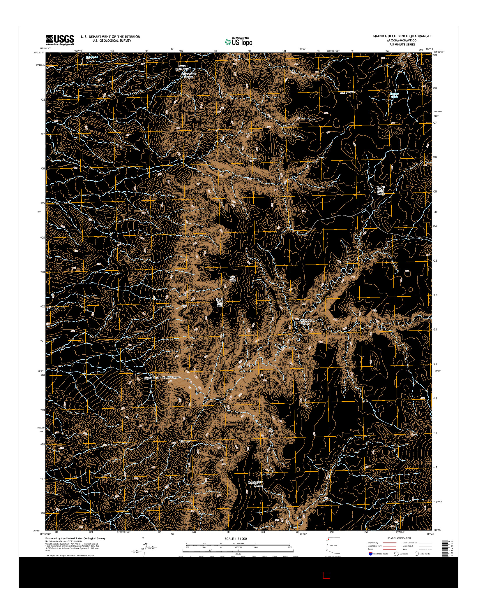 USGS US TOPO 7.5-MINUTE MAP FOR GRAND GULCH BENCH, AZ 2014