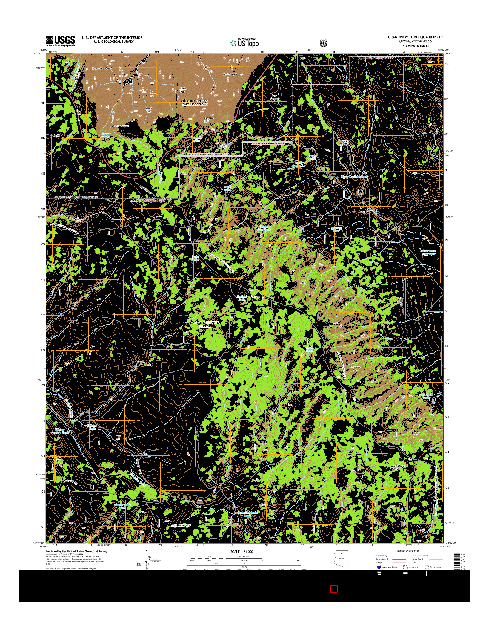 USGS US TOPO 7.5-MINUTE MAP FOR GRANDVIEW POINT, AZ 2014