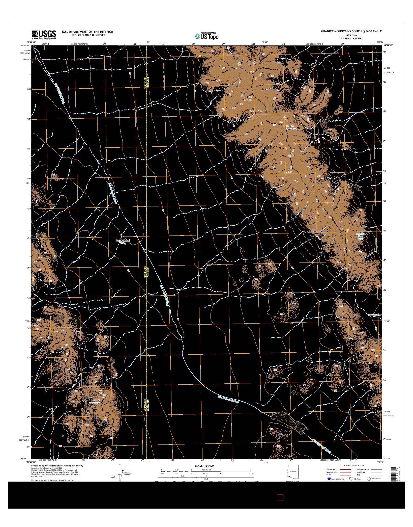 USGS US TOPO 7.5-MINUTE MAP FOR GRANITE MOUNTAINS SOUTH, AZ 2014