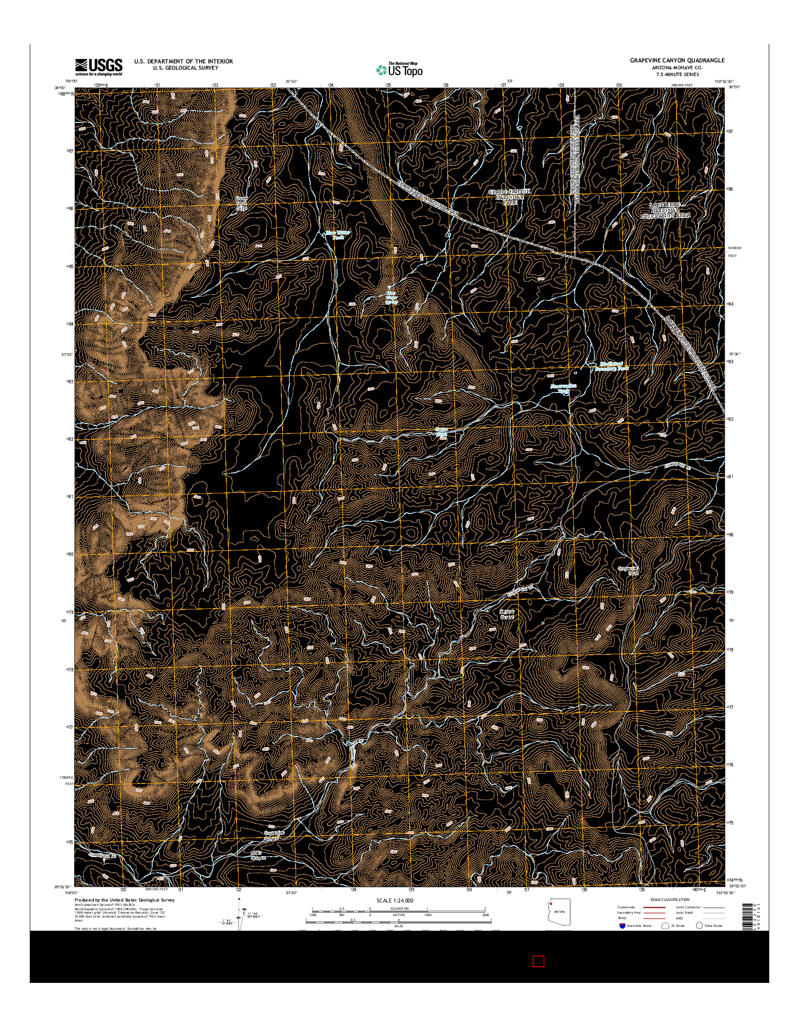 USGS US TOPO 7.5-MINUTE MAP FOR GRAPEVINE CANYON, AZ 2014