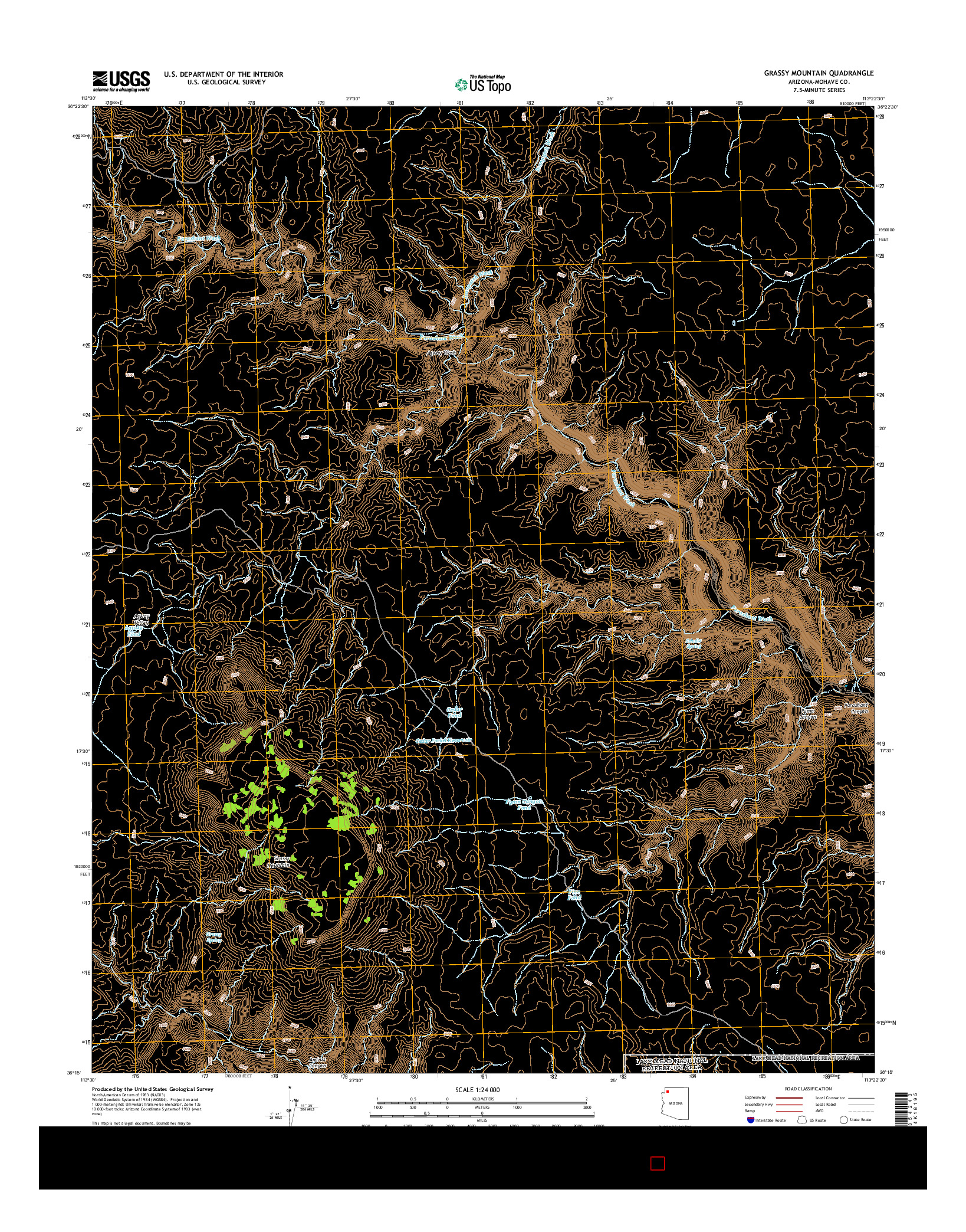 USGS US TOPO 7.5-MINUTE MAP FOR GRASSY MOUNTAIN, AZ 2014