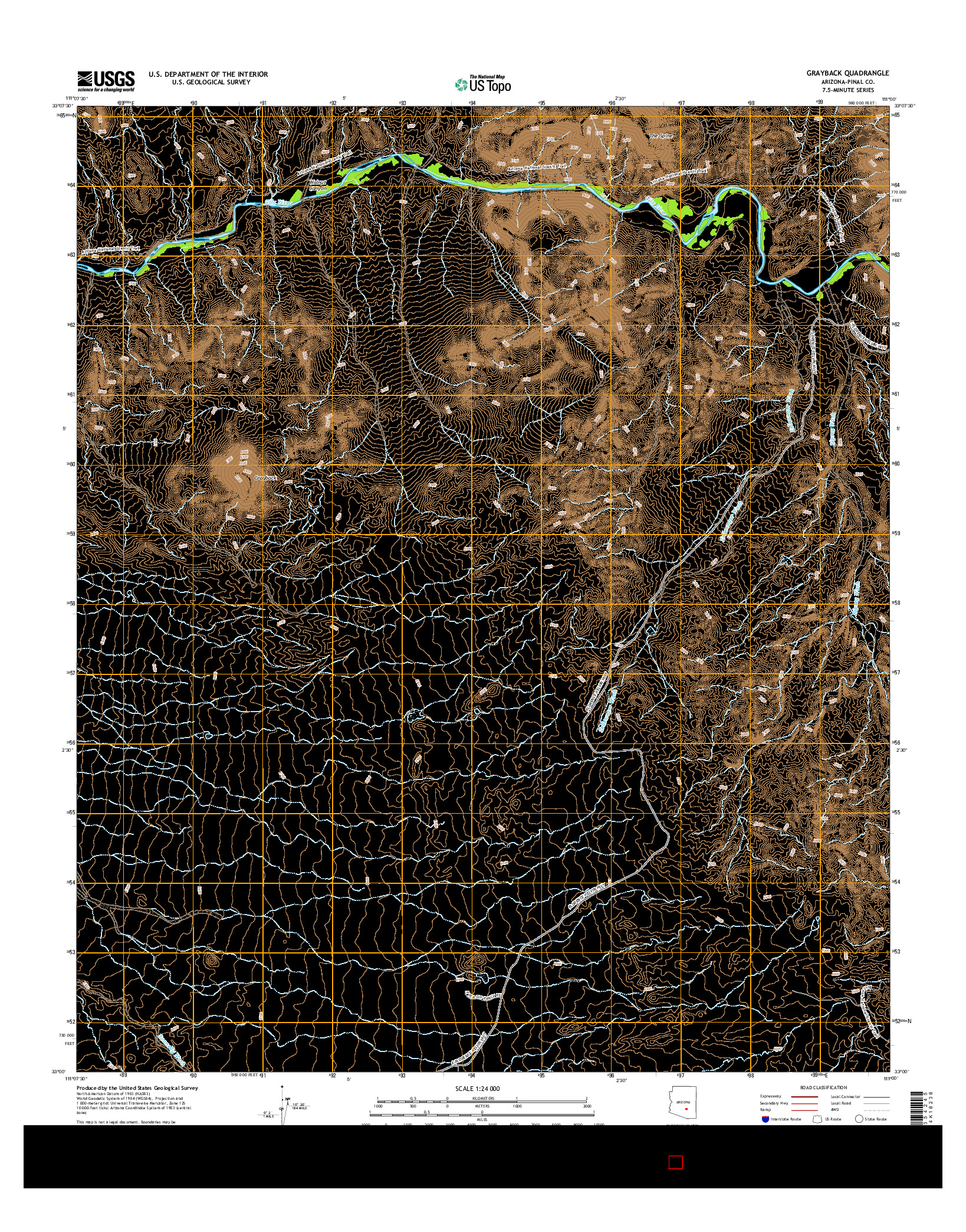 USGS US TOPO 7.5-MINUTE MAP FOR GRAYBACK, AZ 2014