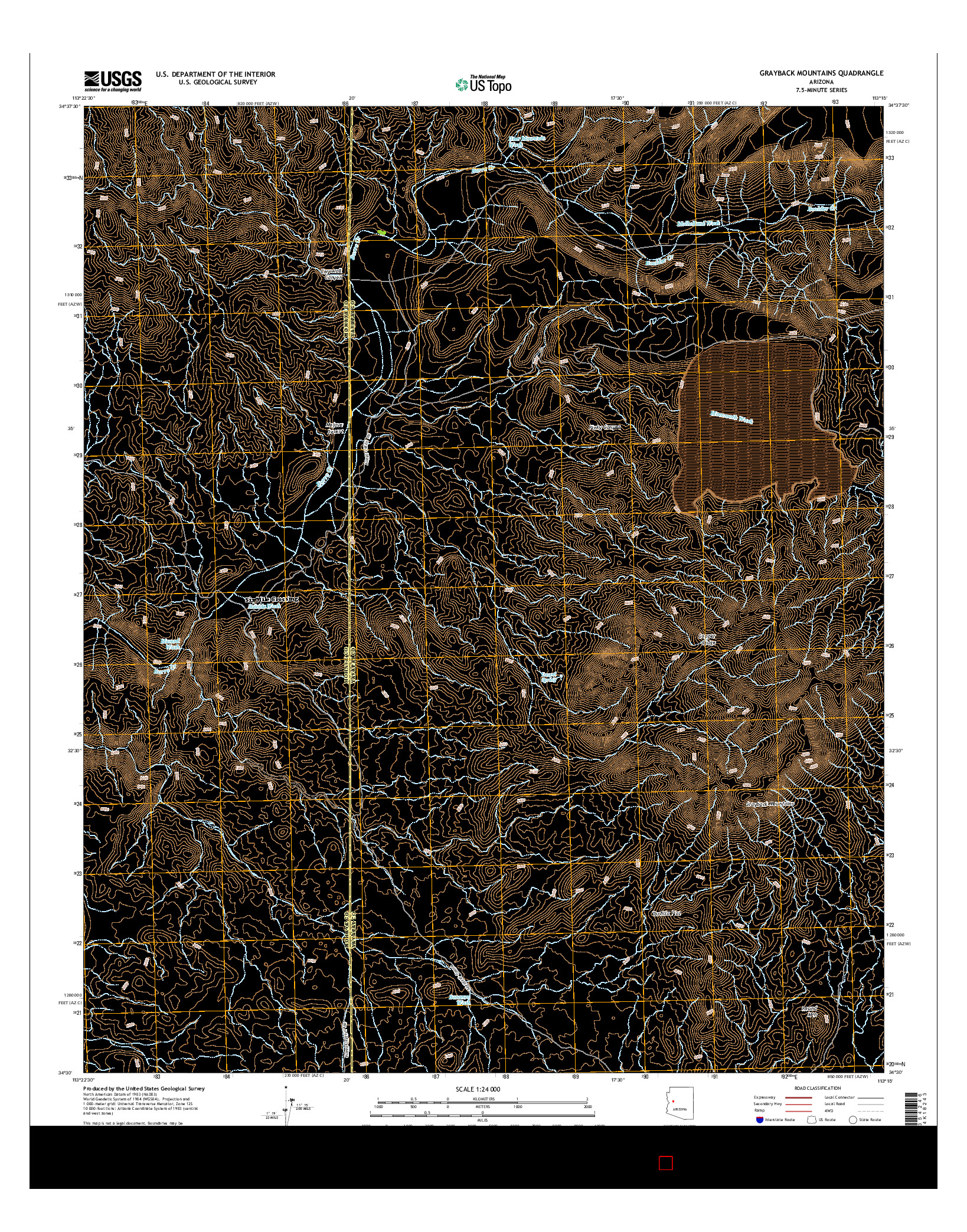 USGS US TOPO 7.5-MINUTE MAP FOR GRAYBACK MOUNTAINS, AZ 2014