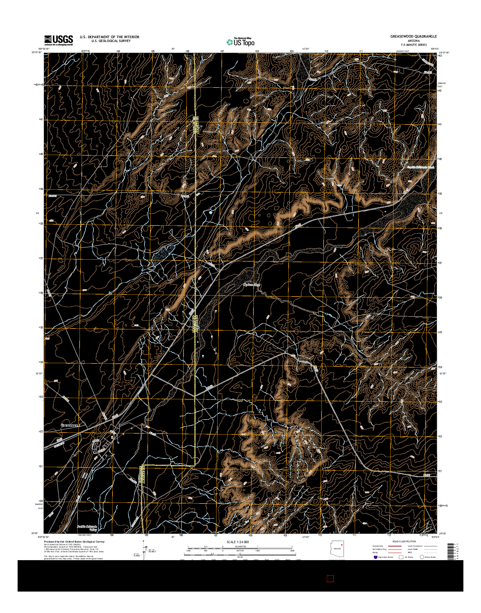 USGS US TOPO 7.5-MINUTE MAP FOR GREASEWOOD, AZ 2014